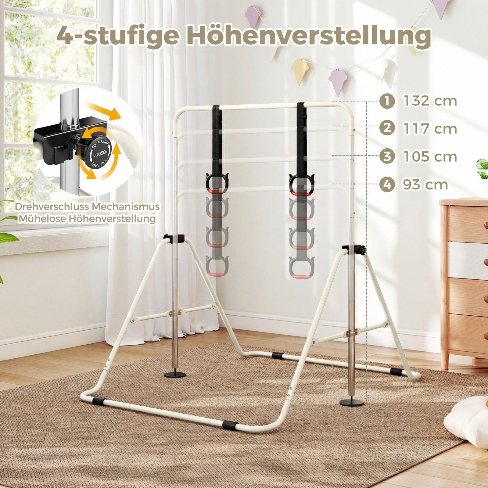 COSTWAY Turnreck, 4-fach höhenverstellbare, mit stabilem Metallrahmen