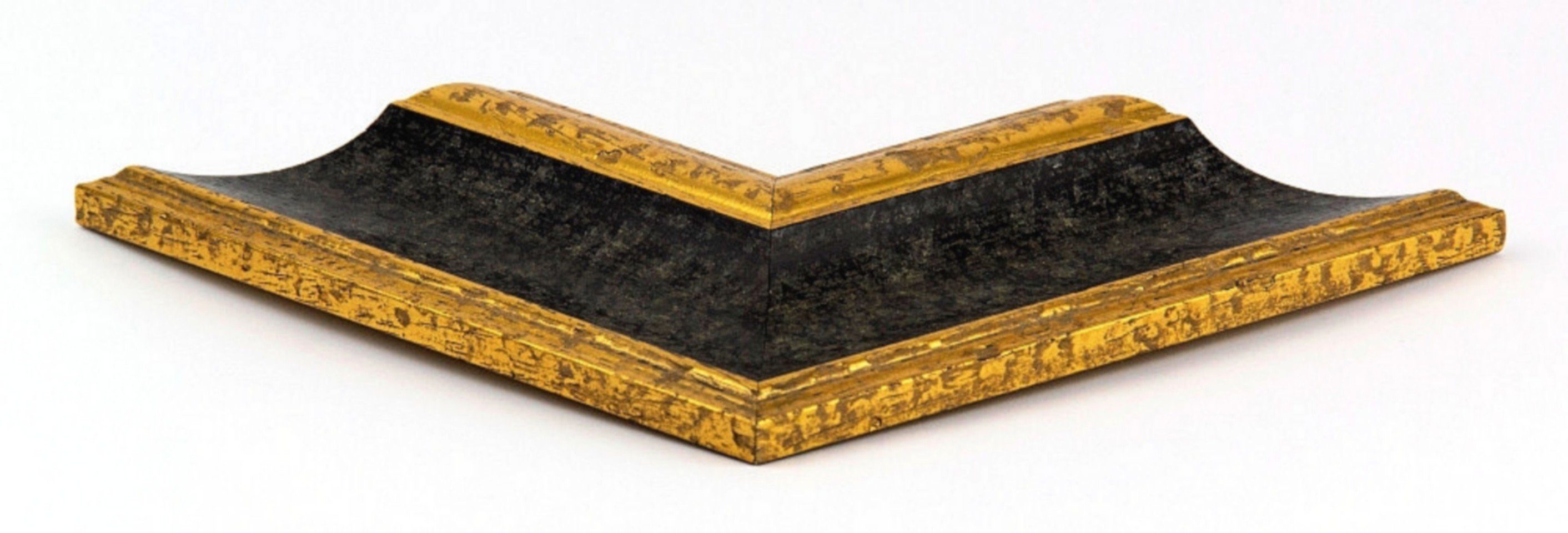 myposterframe Einzelrahmen Dysnomia Barock Schwarz Stück), Gold, Edel 20x27 cm, Echtholz Bilderrahmen, (1