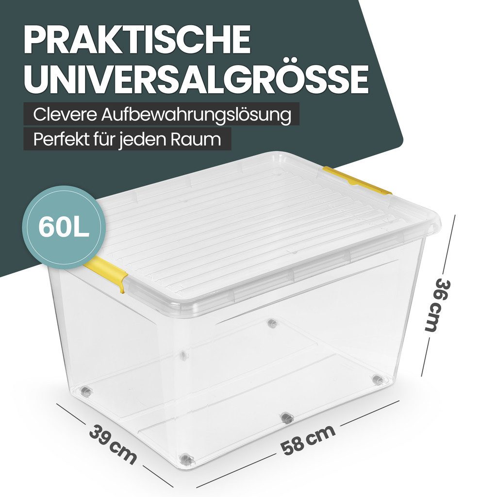 Kreher Aufbewahrungsbox Simple Store, in Transparent, rollbar, BPA-frei Set/Größe wählbar) (4 St)