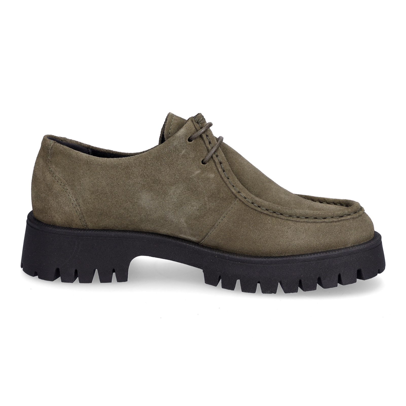 MIDS MINKA Damen Schnürschuh oliv aus Veloursleder mit Mokassin-Naht & griffiger Profilsohle – Bild 4 von 5