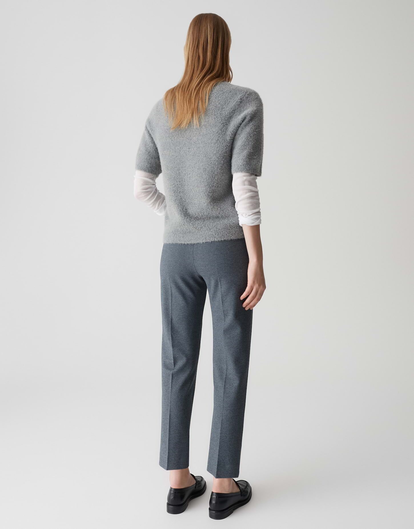 OPUS PANTS Schlupfhose ELLINA aus elastischem Viskose Mix Mid Rise, Ankle, dezente Tweedoptik