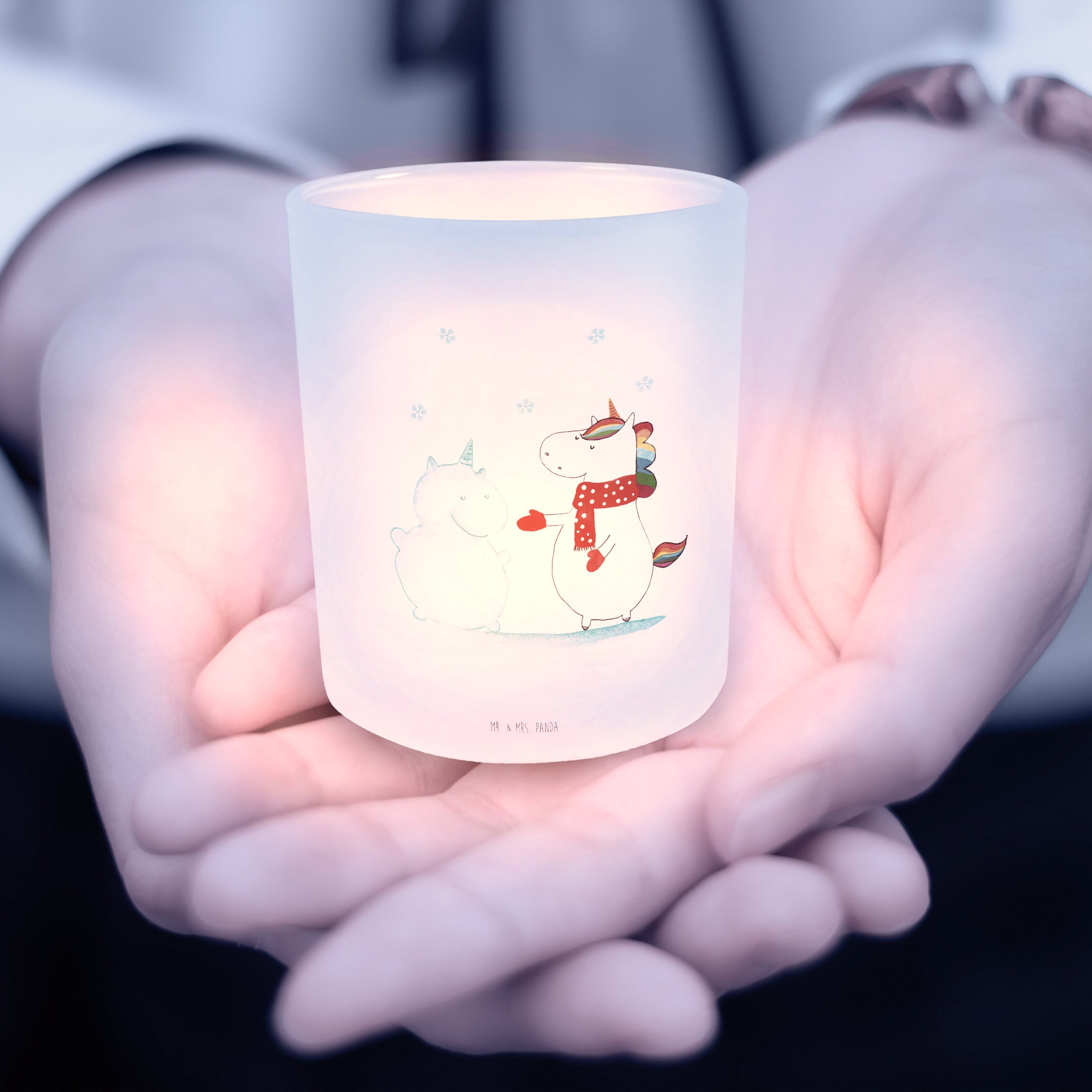 kalt, Mrs. Einhorn & Transparent Mr. - Windlicht Un Schneemann St) - Panda Teelichthalter, Geschenk, (1