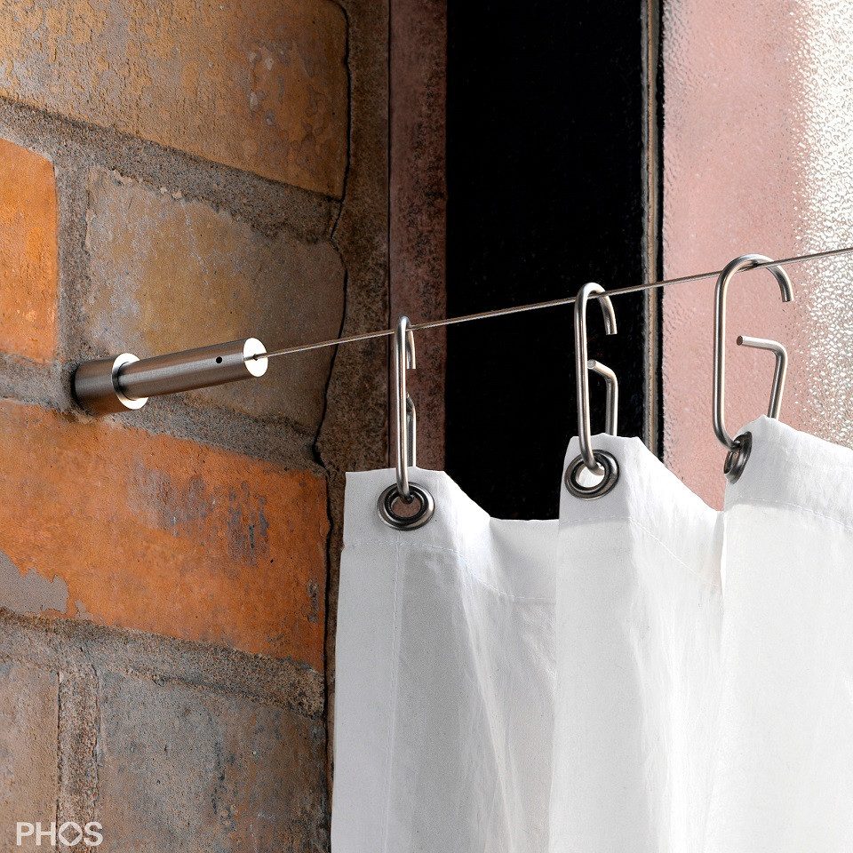 PHOS Design Seilspanngarnitur : Axiales Seilspannsystem aus Edelstahl bis zu 3m für, Gardinen und Vorhänge, (Modell:, SSA12Set3), mit Wand zu Wand Montage - 100% Made in Germany