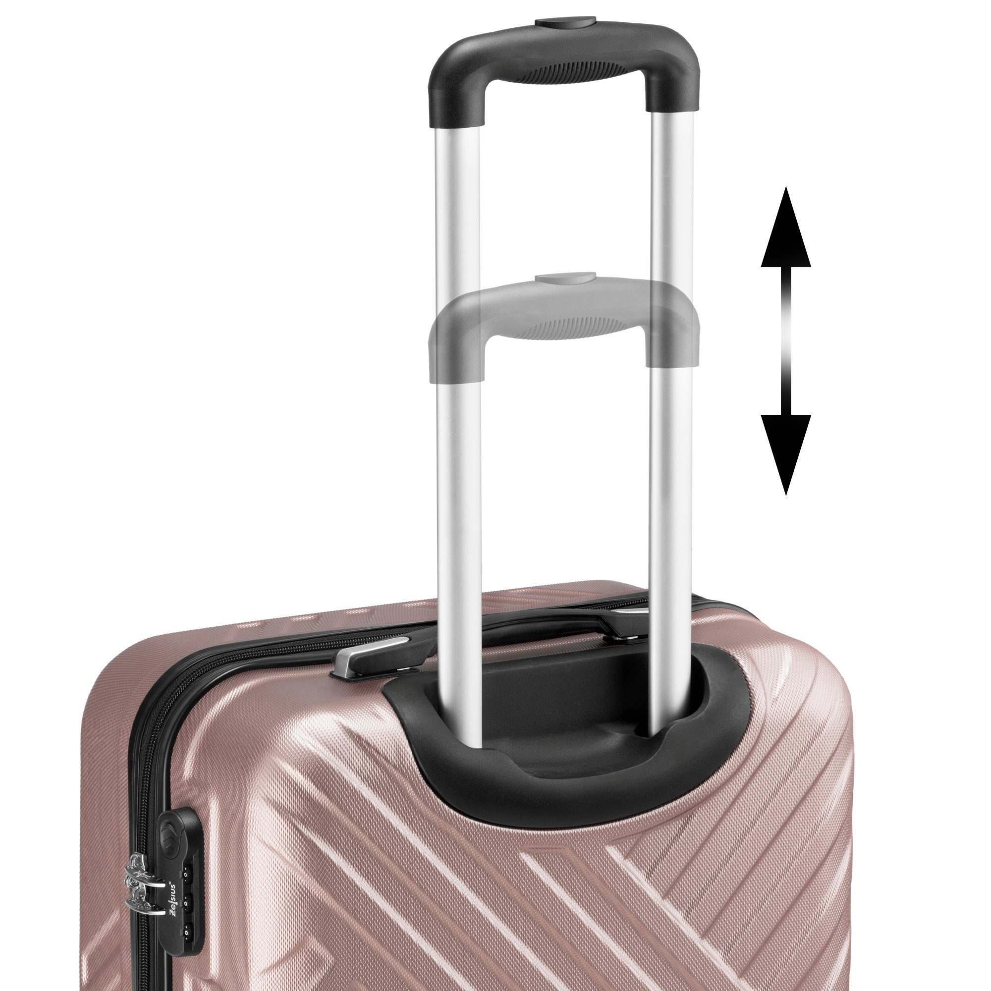 Zelsius Kofferset Koffer Set 3 Stück, Rosé, ABS Hartschalenkoffer mit Schloss, 4 Rollen, (Set, Kofferset) – Bild 5 von 5