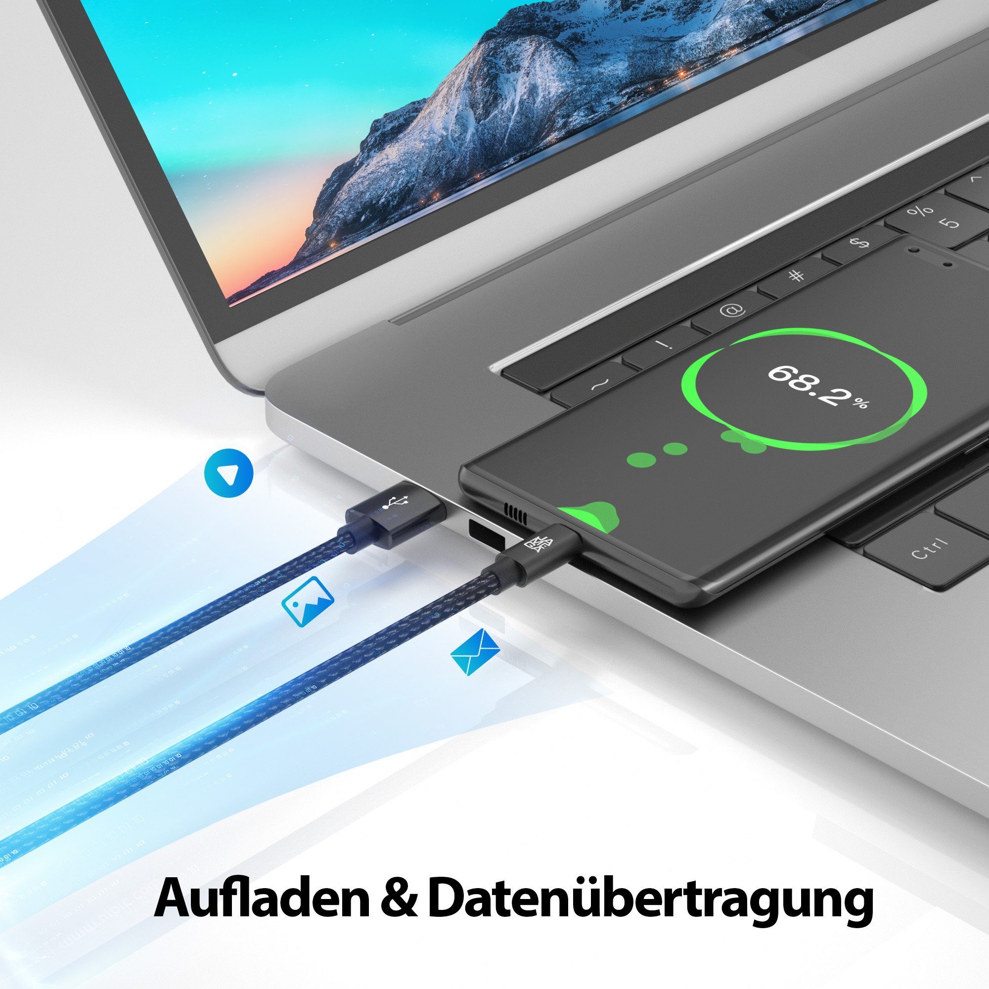 JAMEGA Micro USB Kabel Ladekabel Daten für Tablet Samsung Huawei PS4 XBOX LG USB-Kabel, USB, Micro USB, (100 cm)