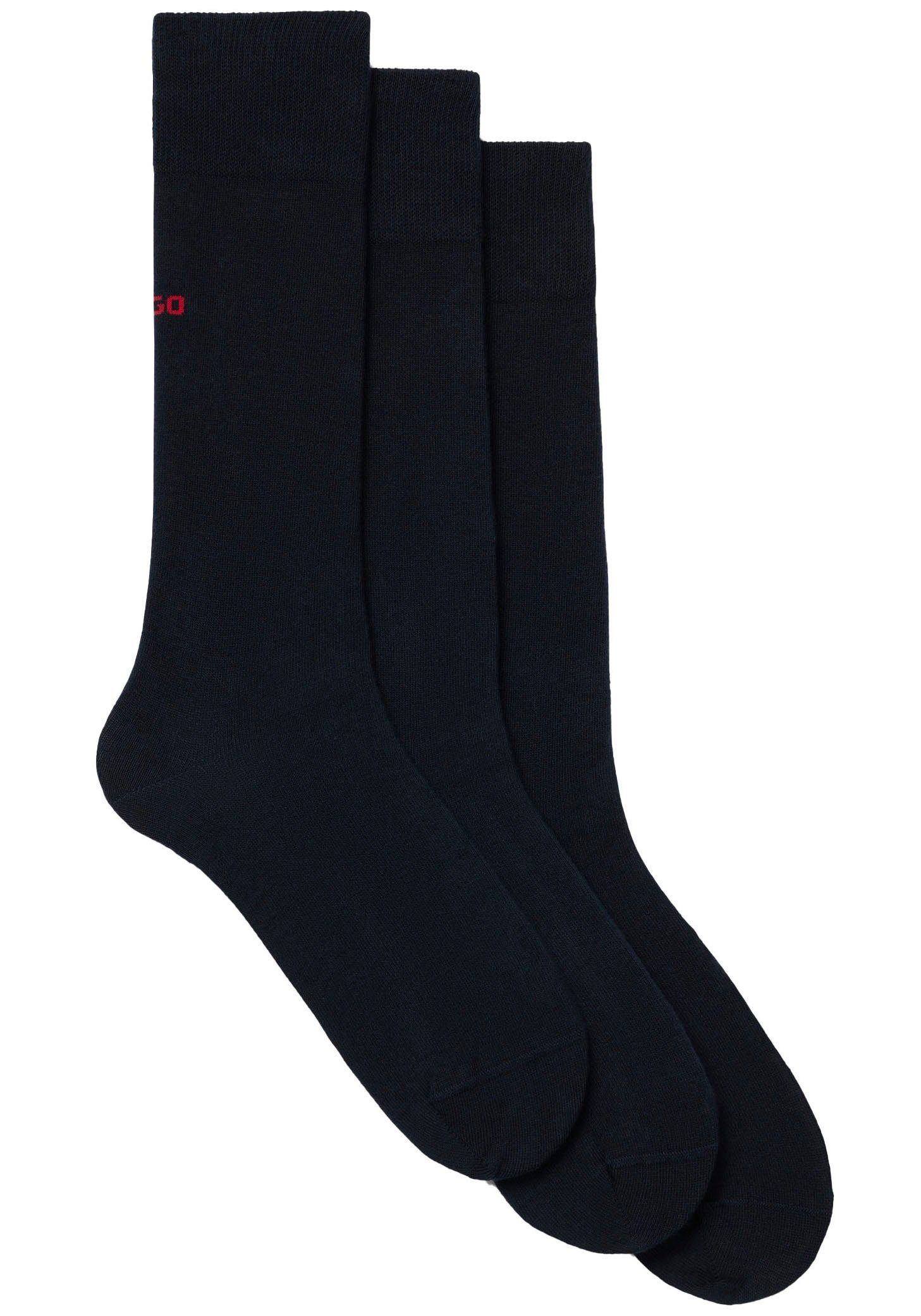 UNI mit RS 3P 3-Paar, HUGO BOSS (Packung, Pack) 3er Dark CC Businesssocken kontrastfarbenen Blue Logo-Schriftzug