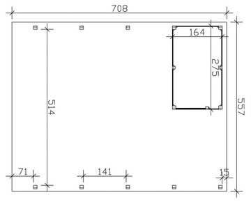 Skanholz Doppelcarport Friesland, BxT: 557x708 cm, 207 cm Einfahrtshöhe, (Set), mit Abstellraum