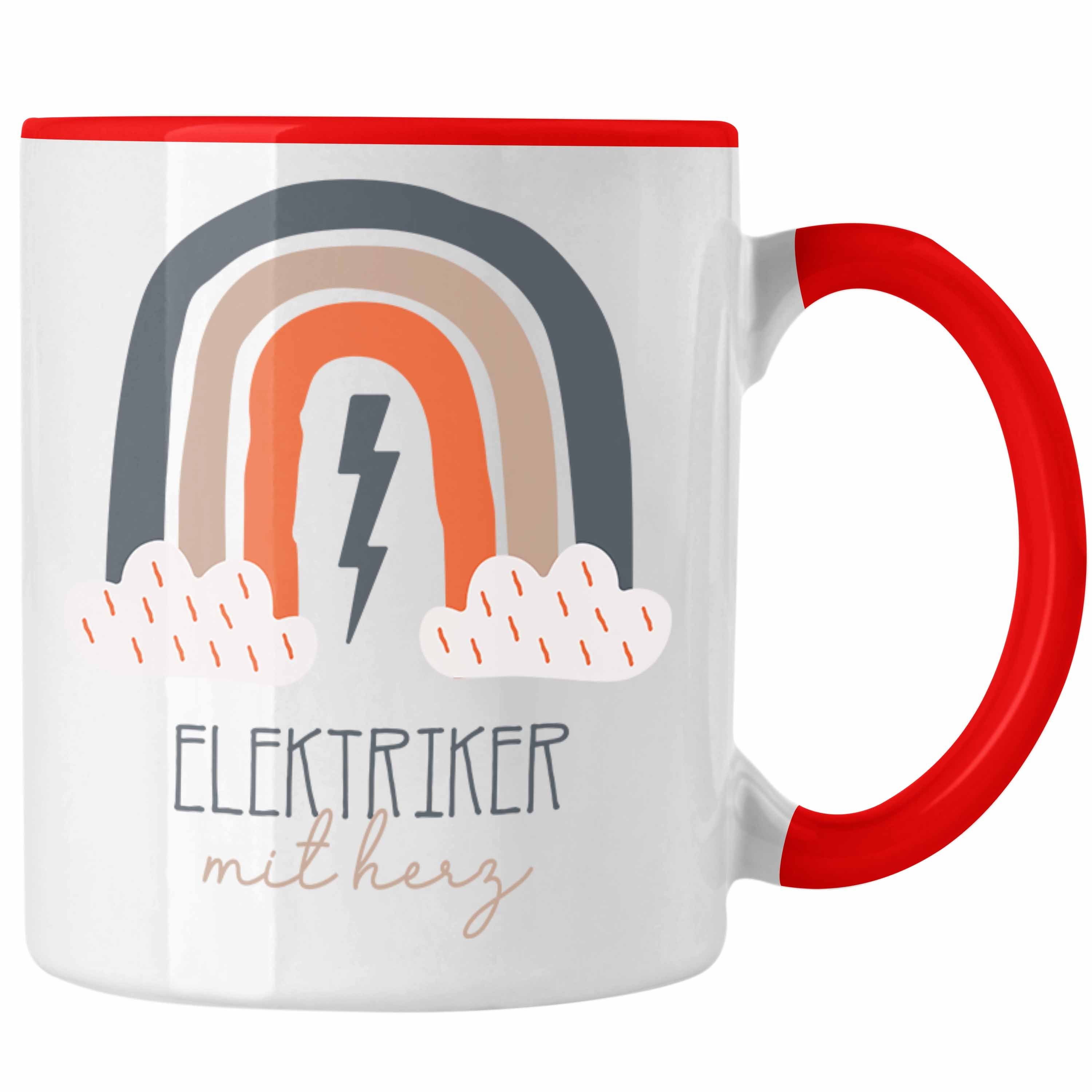 Trendation Tasse Elektriker Tasse Geschenk Danke Kaffeetassse Geschenkidee für Elektri Rot