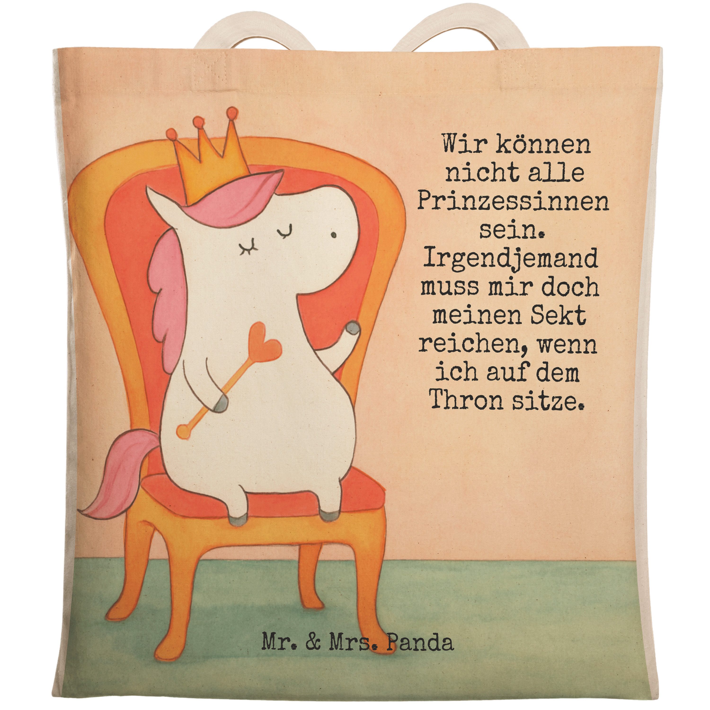 Mr. & Mrs. Panda Tragetasche Einhorn Prinzessin Design, Stofftragetasche, Weiß, Geschenk, Geburtst (Packung), cityshopper Einhorn Geburtstag