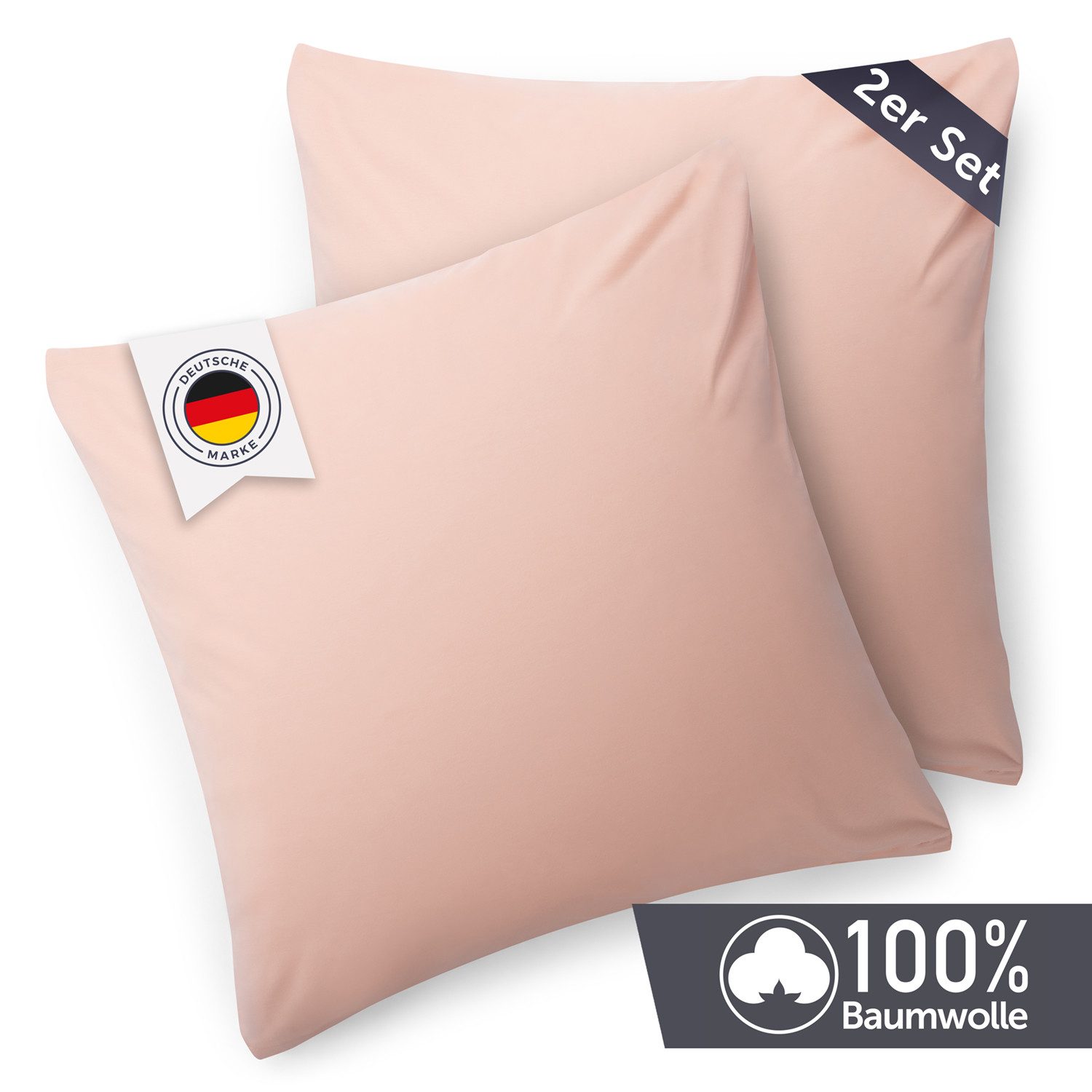Blumtal Kissenbezug Premium Jersey 2er Set, Oeko-Tex Zertifiziert, (2 Stück), 100% Baumwolle