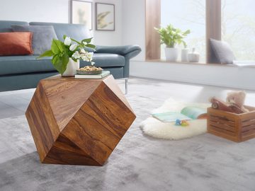 Wohnling Couchtisch WL6.177 (Sofatisch 57 x 42,5 x 57 cm Sheesham Massivholz), Wohnzimmertisch Modern, Holztisch Diamantform