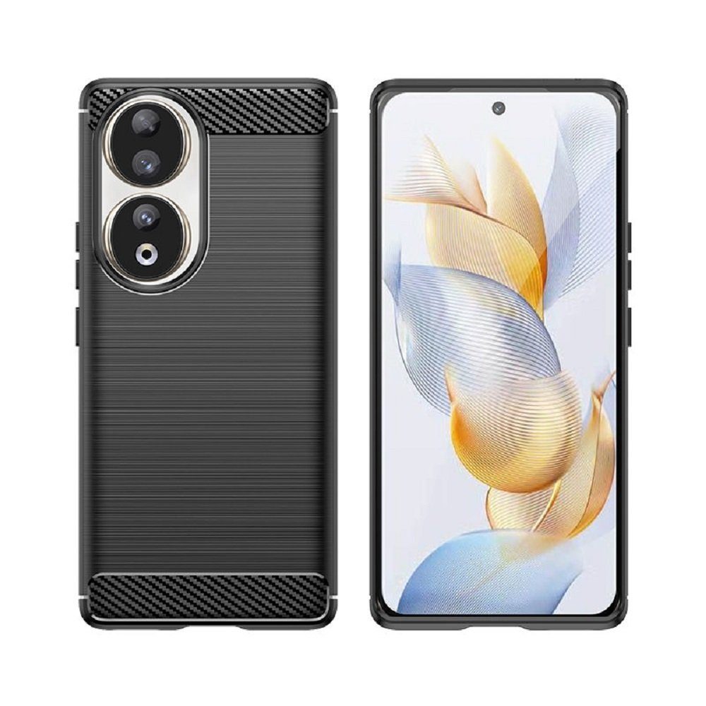 COFI 1453 Bumper Carbon Case für HONOR 90 LITE flexible Silikon-Carbon-Hülle schwarz