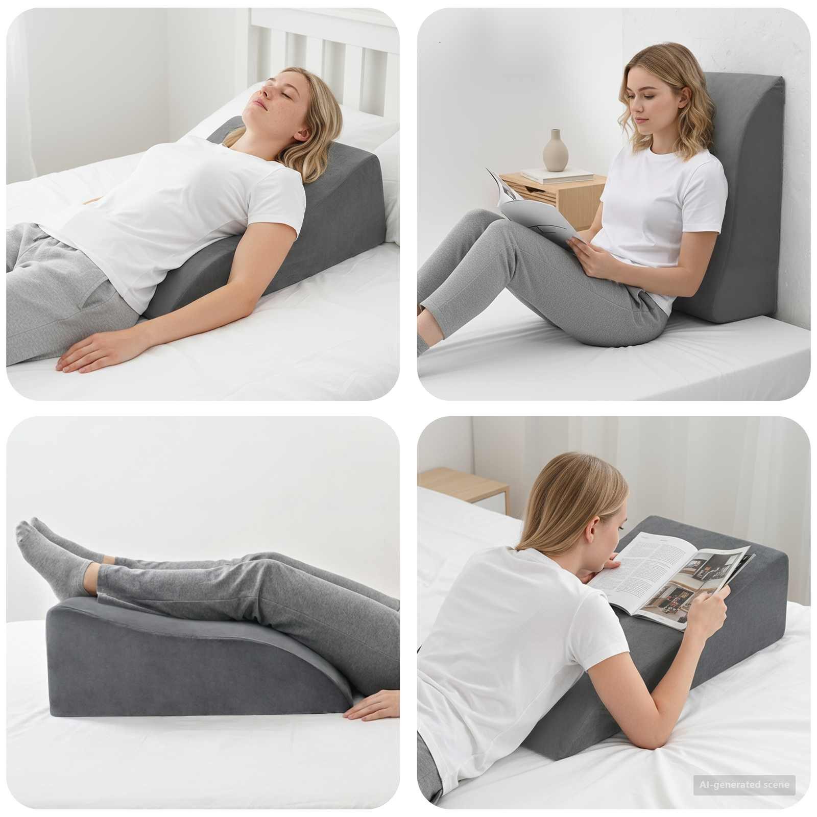 vidaXL Kopfkissen Beinkissen 68 x 40 x 18 cm PU-Schaum Grau, Bezug: Samt