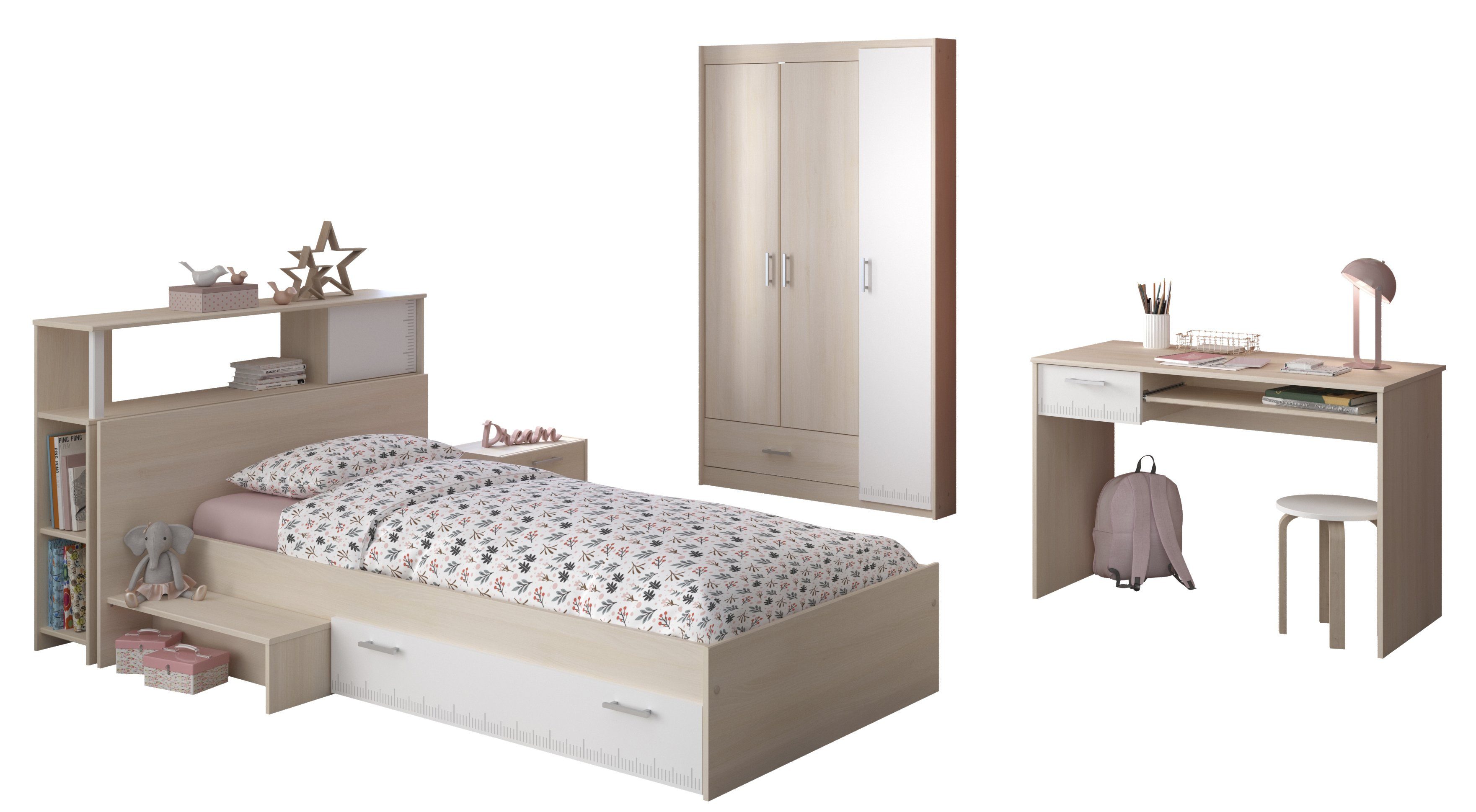 Faizee Möbel Jugendzimmer-Set JUGENDZIMMER Parisot Kinderzimmer Set Komplett Möbel Modernes Design, (5-tlg)