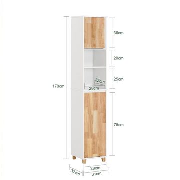 SoBuy Hochschrank BZR74 mit ausklappbarem Wäschesack Badschrank Badregal Wäscheschrank