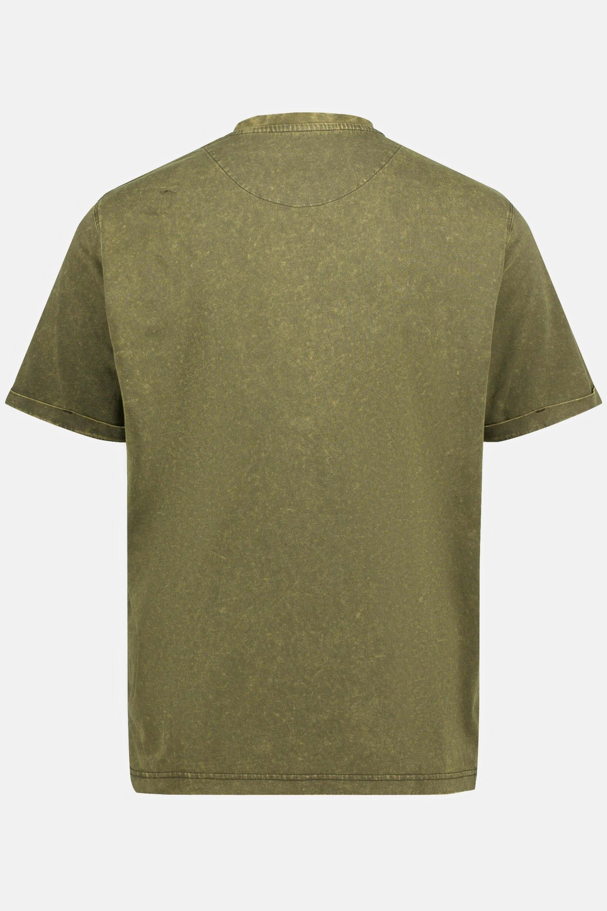 acid T-Shirt Halbarm washed tannengrün V-Ausschnitt T-Shirt JP1880