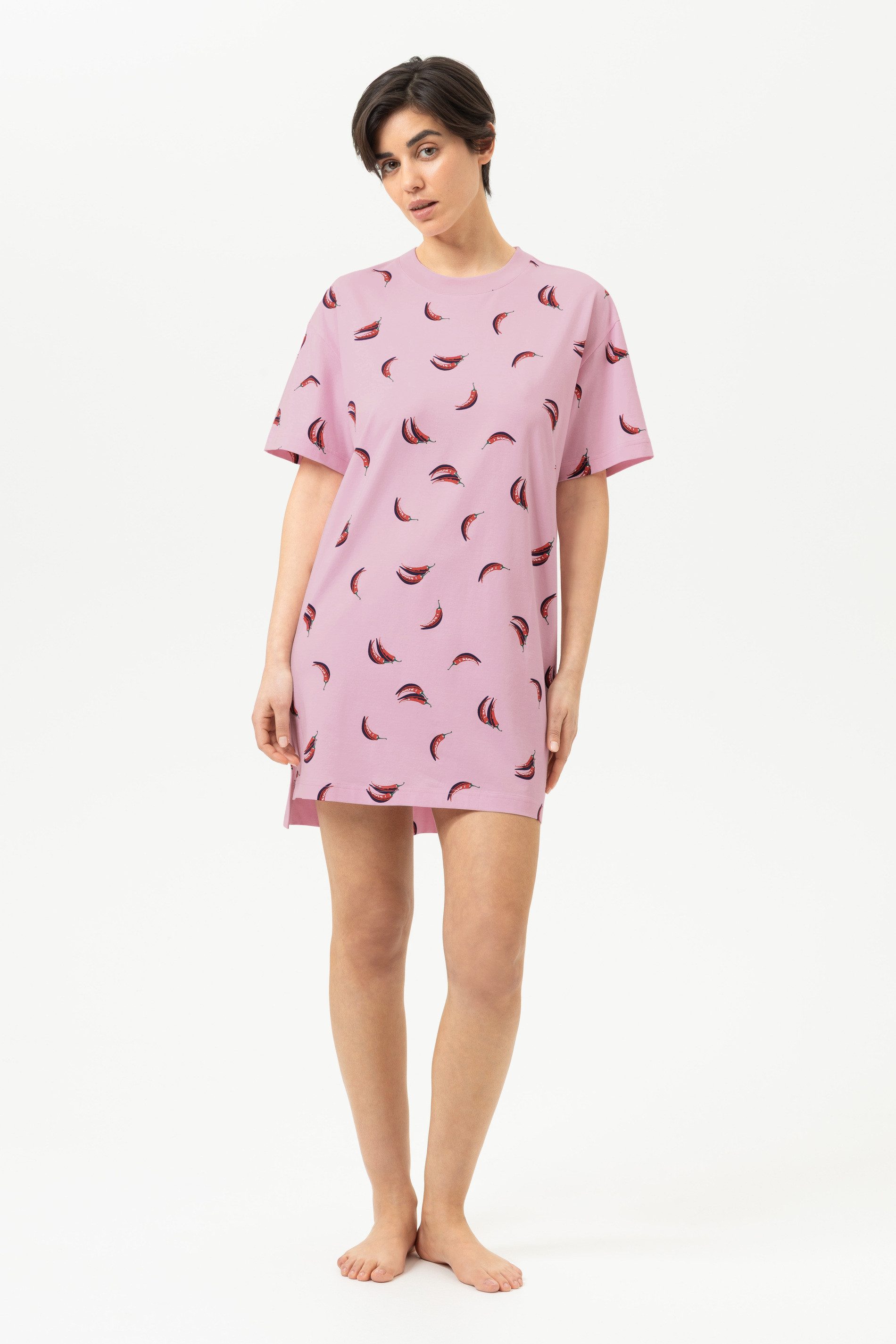 Mey Nachthemd Mey Damen Bigshirt kurzarm Serie Spice It Up (1-tlg) Modernes Sleepshirt, Chili-Print, Baumwolle