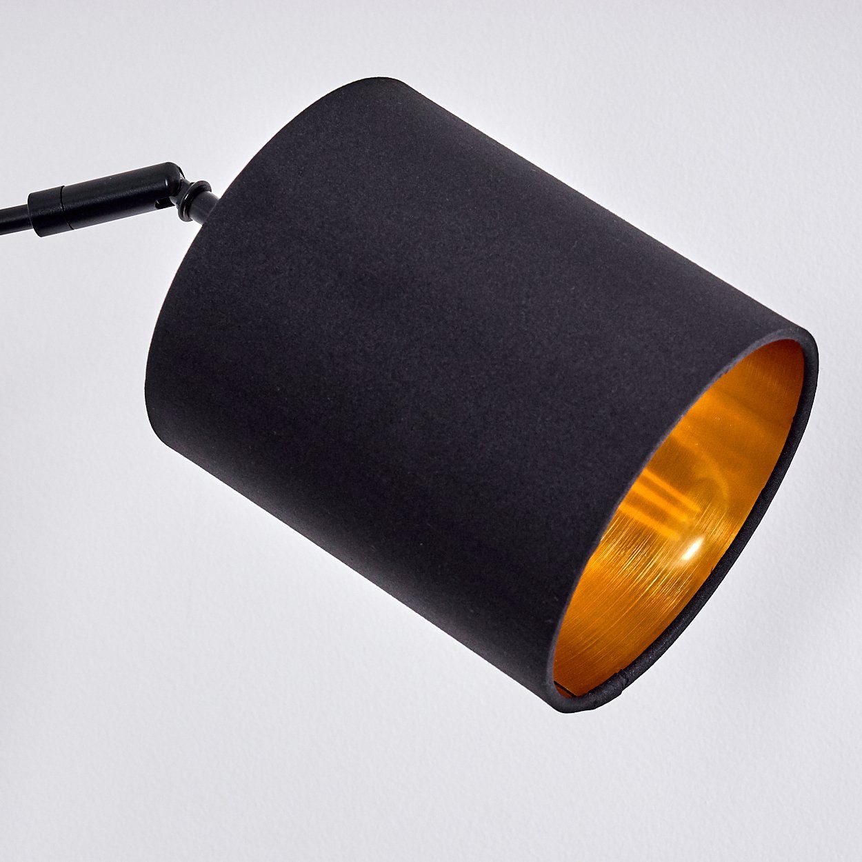 hofstein Stehlampe moderne ohne Leuchtenköpfe in Leuchtmittel, Fußschalter aus Metall/Stoff Leuchte Schwarz/Gold, Stehleuchte und verstellbare 5xE14, »Vellai«