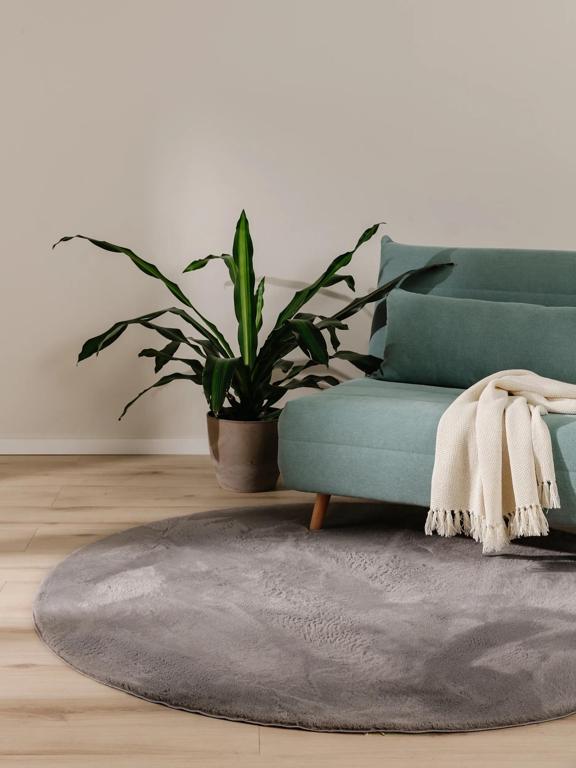 benuta Fellteppich Furry, rund, Höhe: 11 mm, Teppich Wohnzimmer, Esszimmer, Schlafzimmer, Flur, Weich, Rutschfest