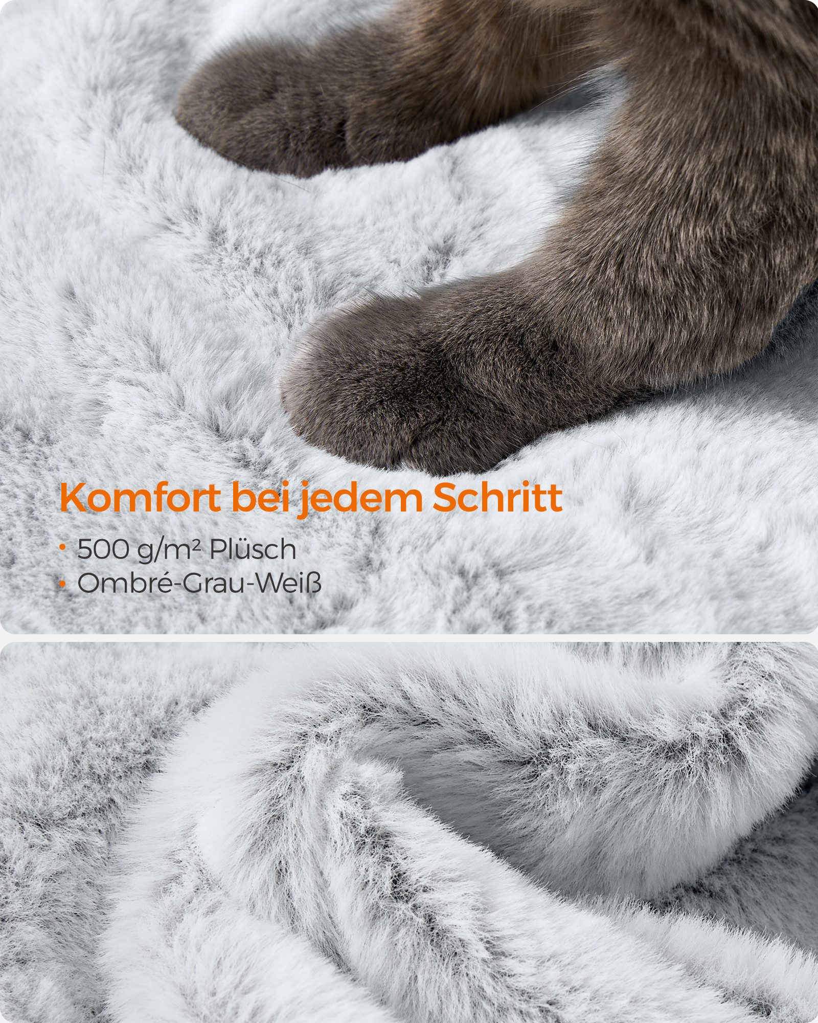 FEANDREA Kratzbaum Oberfläche aus 500 g/m² Plüsch, weichem Bezug, für große Katzen, 49x49x135cm