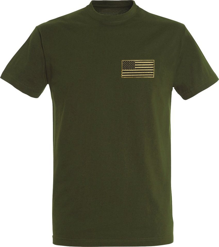 Baddery T-Shirt USA Flagge mit Stick-Patch Stars and Stripes - US-Army, hochwertiger Stick-Patch, auch Übergrößen, aus Baumwolle