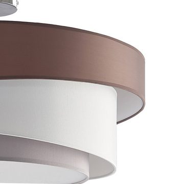 ELC European Lighting Circle Deckenleuchte Manasa, dimmbar, Leuchtmittel nicht inklusive, Modern, Stoff, Metall, graubraun, weiß, grau, chrom, 3 flammig, E27