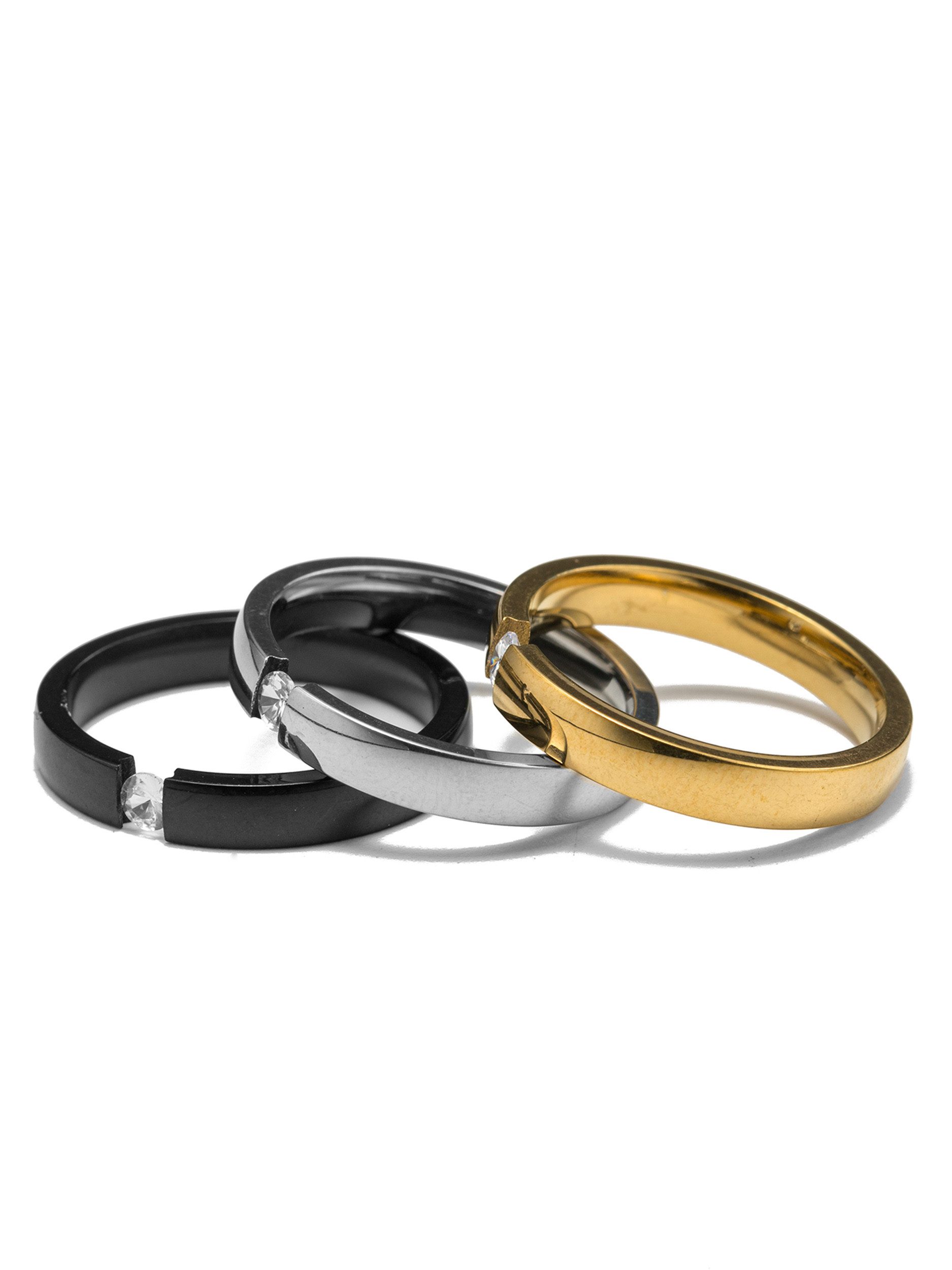 Aniston JEWELRY & WATCHES Ring-Set Multipack Schmuck Geschenk Edelstahl Damenringe Solitär, Made in Germany - mit Zirkonia (synth)