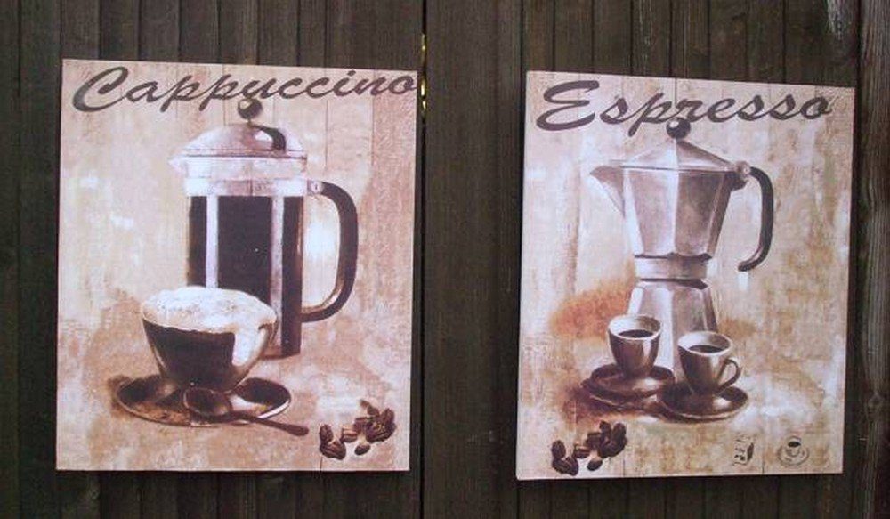 Deko-Impression Wanddekoobjekt 2 Wandbilder Cappuccino, Espresso, (2 Bilderset, St) Coffee Kaffee