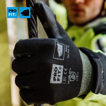 PRO FIT by Fitzner Mechaniker-Handschuhe PU-Handschuh, Arbeitshandschuhe, (12, Paar) Nahtlos, Tragekomfort, Atmungsaktiv, Sicherer Griff