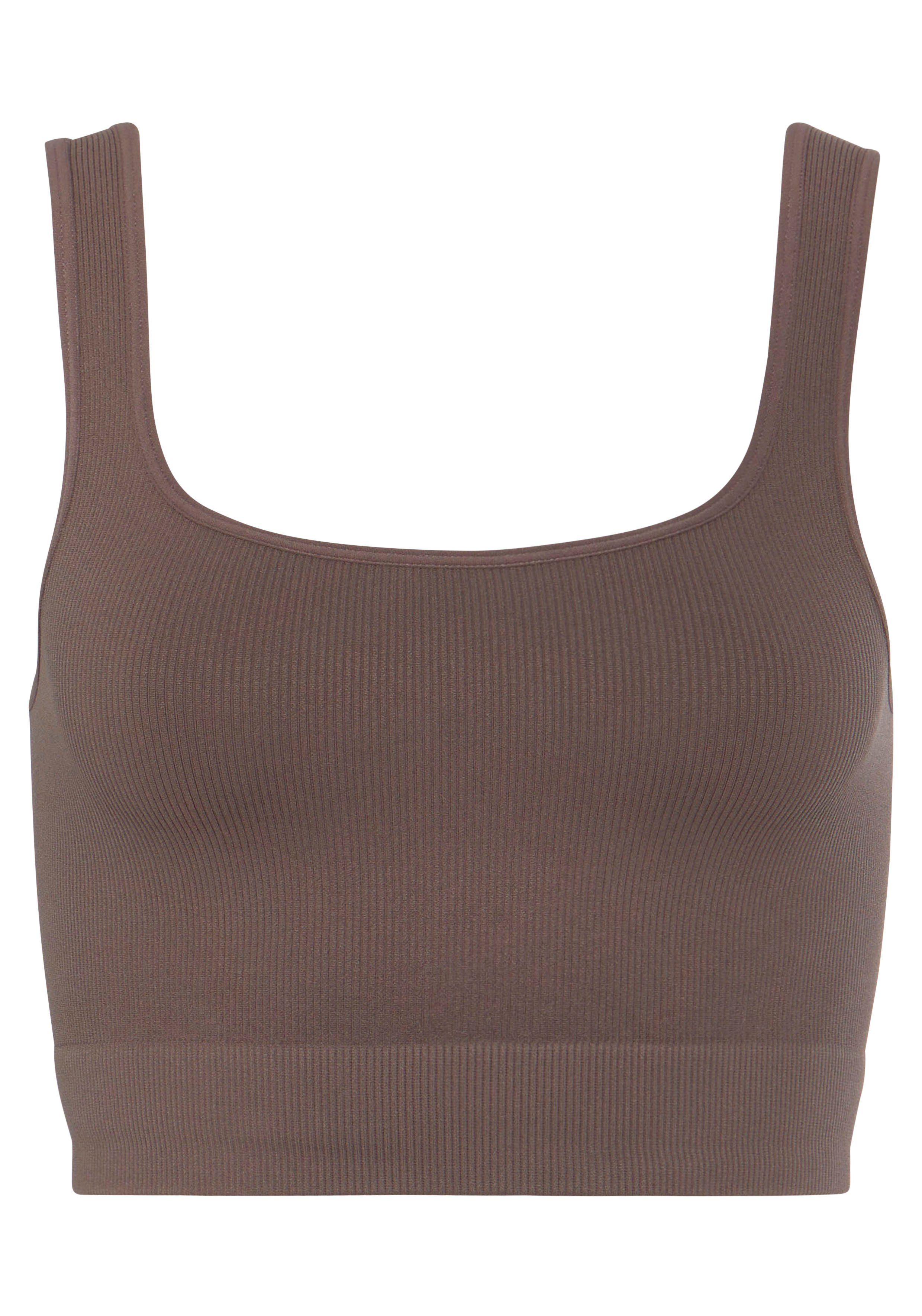 Seamless Crop-Top mit braun LASCANA Rippstruktur,