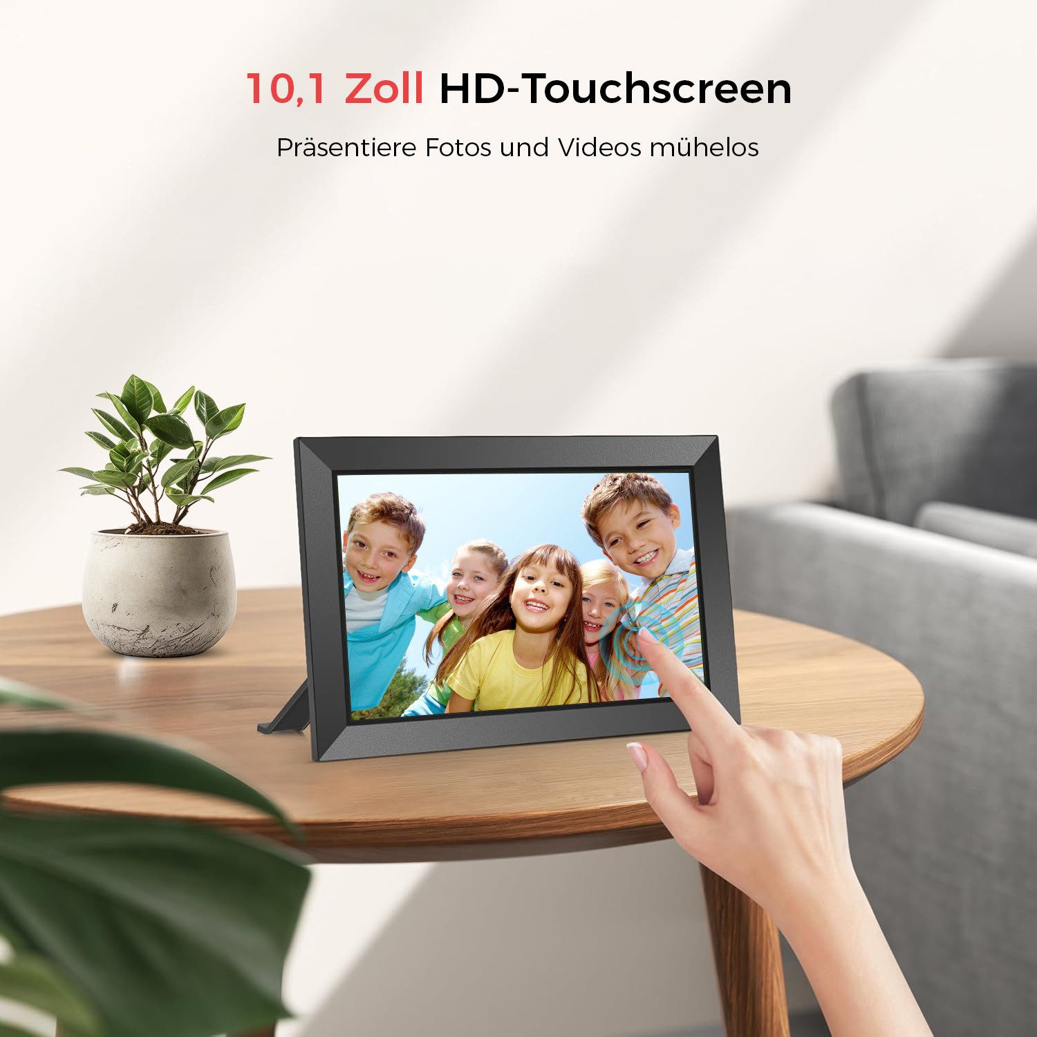 AKKEE 10,1 " Elektronischer Fotorahmen mit WiFi-Fotoübertragung Digitaler Bilderrahmen (1280x800 Pixel, 32 GB, 32GB)