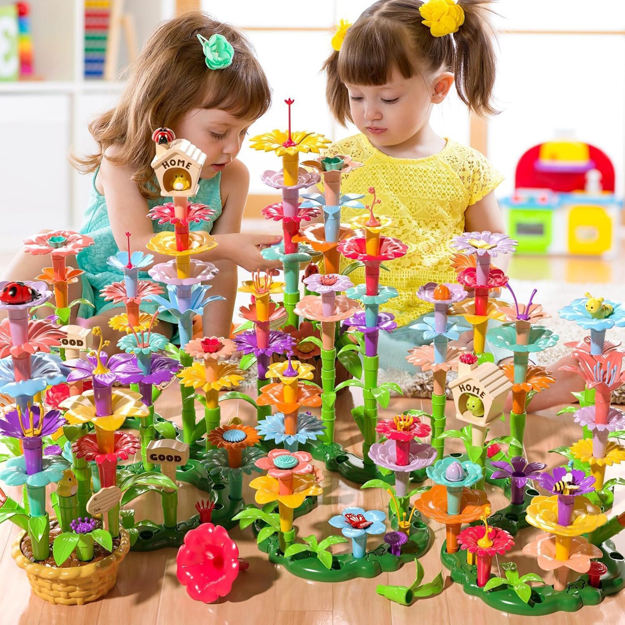 ibettertec pädagogisches Spielzeug, Spiel Set, Mint Spielzeug, Garten Spiel Set Konstruktions-Spielset, (Spar-Set, 1 St., 332-teiliges Blumengarten Bauspielset für Kinder ab 3 Jahren), fördert Kreativität & Feinmotorik, Umweltfreundliches PP-Material
