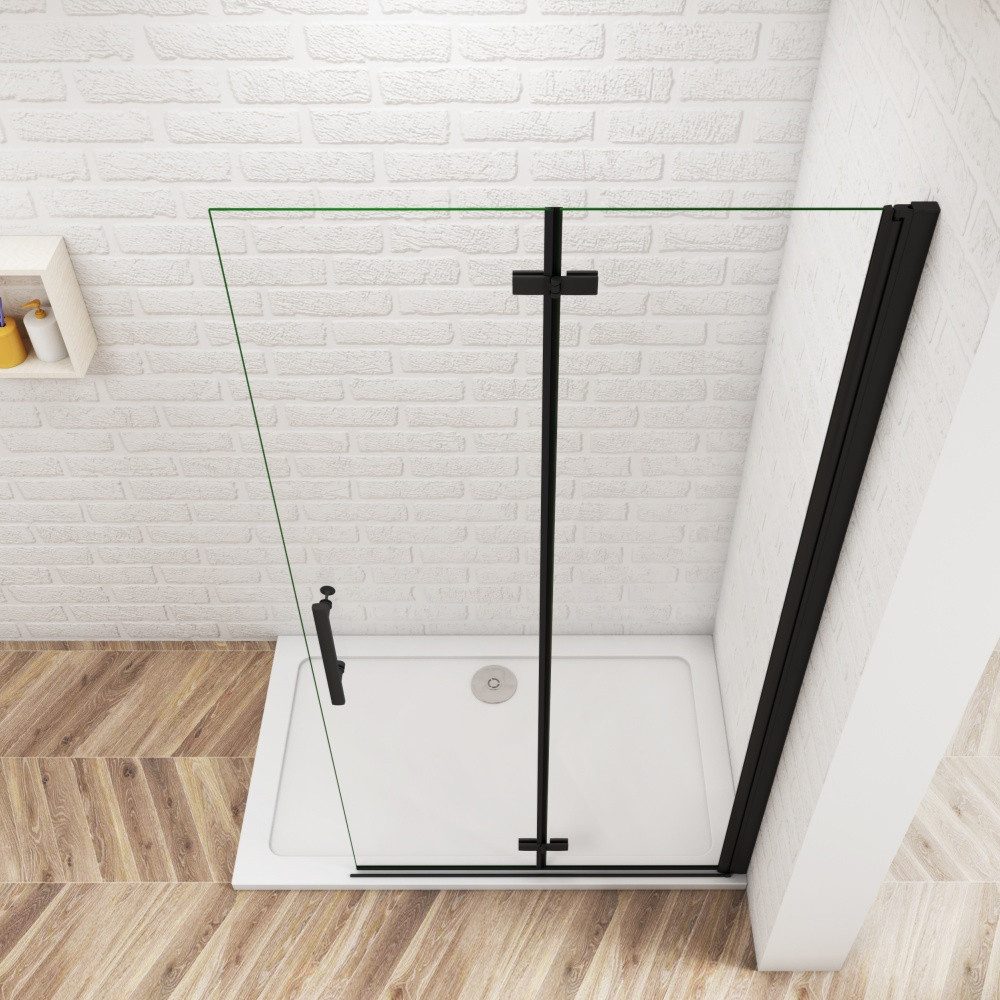 Duschparadies Dusch-Falttür 185cm Schwarz Walk in Dusche Falttür Scharniertür Duschabtrennung, 70x185 cm, Easyclean Sicherheitsglas, beidseitig montierbar – Bild 5 von 5