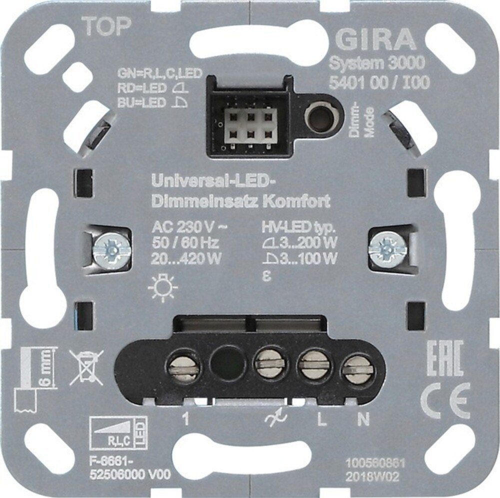 Gira 540100 GIRA Uni-LED-Dimmeinsatz Abdeckrahmen