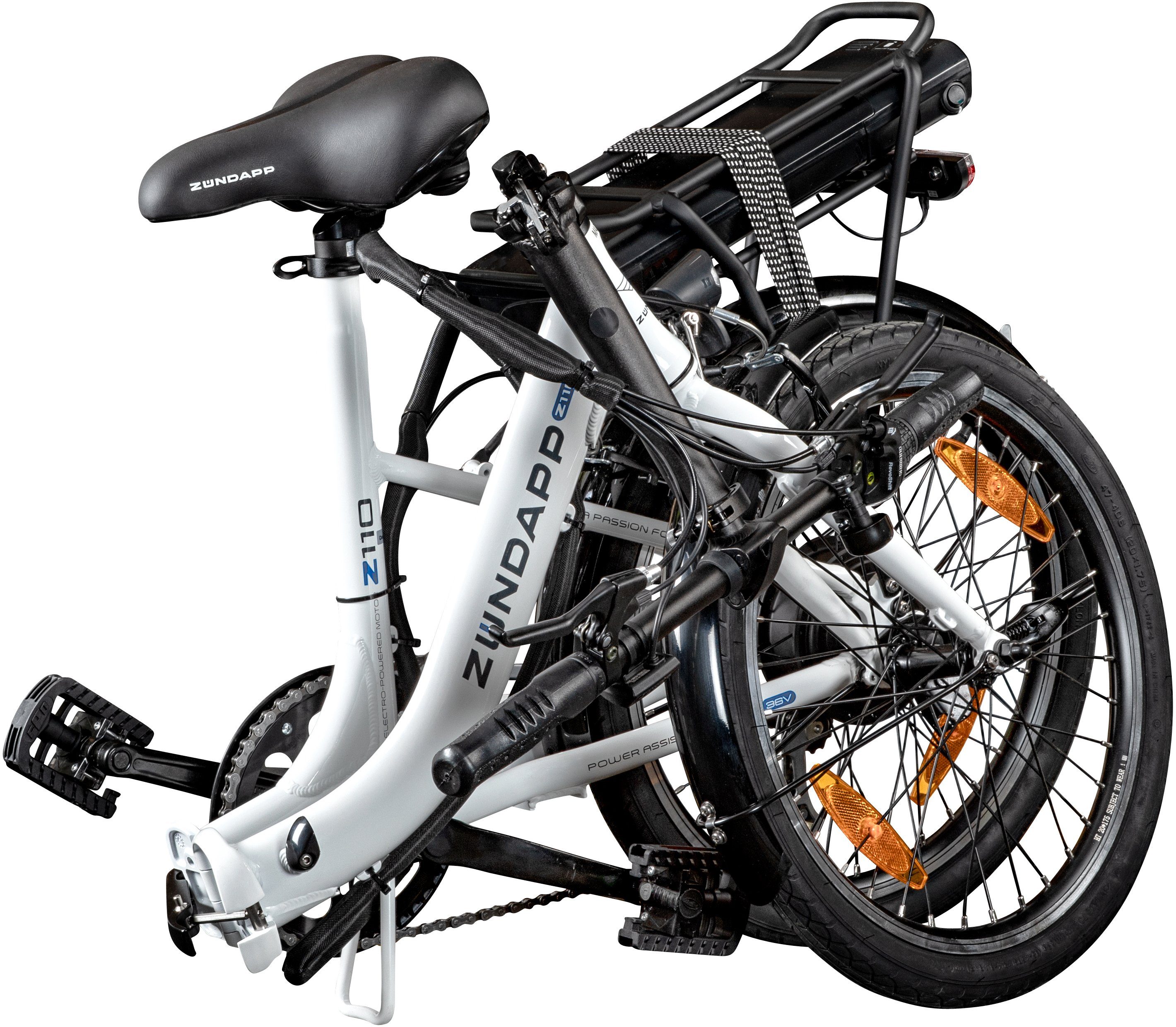 Zündapp E-Bike Z110, 374,4 Gang Wh Shimano Tourney Akku RD-TY21 7 Kettenschaltung, Schaltwerk, Heckmotor