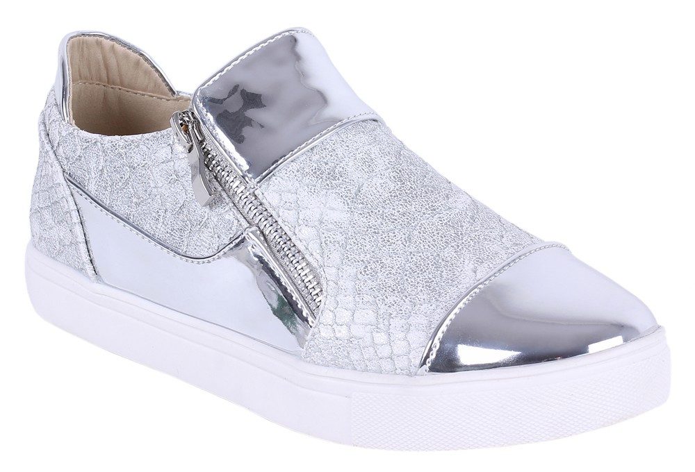 Sarcia.eu Silberne Turnschuhe Schlangenhaut VICES 39 EU Sneaker