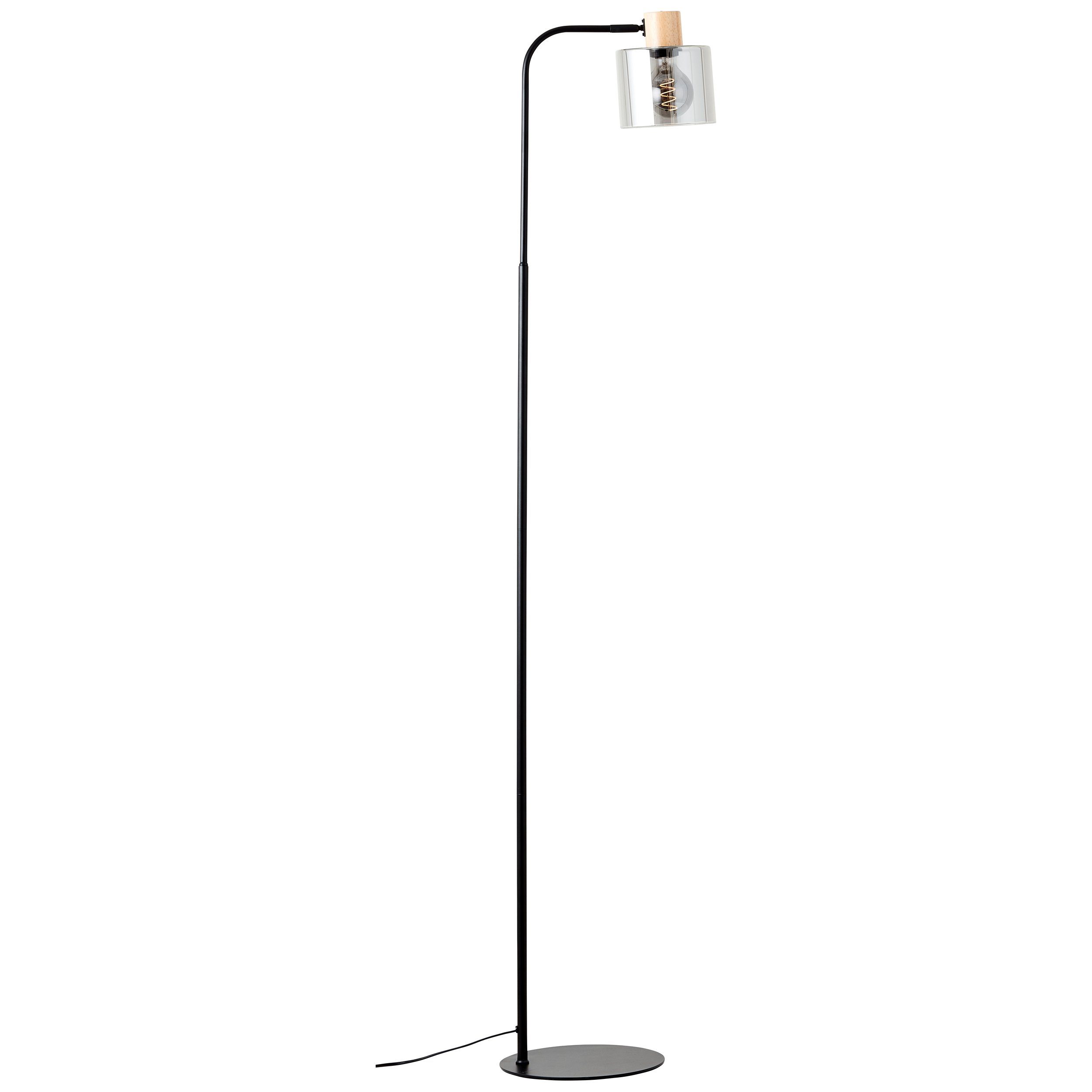 Brilliant Stehlampe Weald, ohne Leuchtmittel, Höhe 160 cm, E27, Metall/Glas/Holz, schwarz/rauch/holz