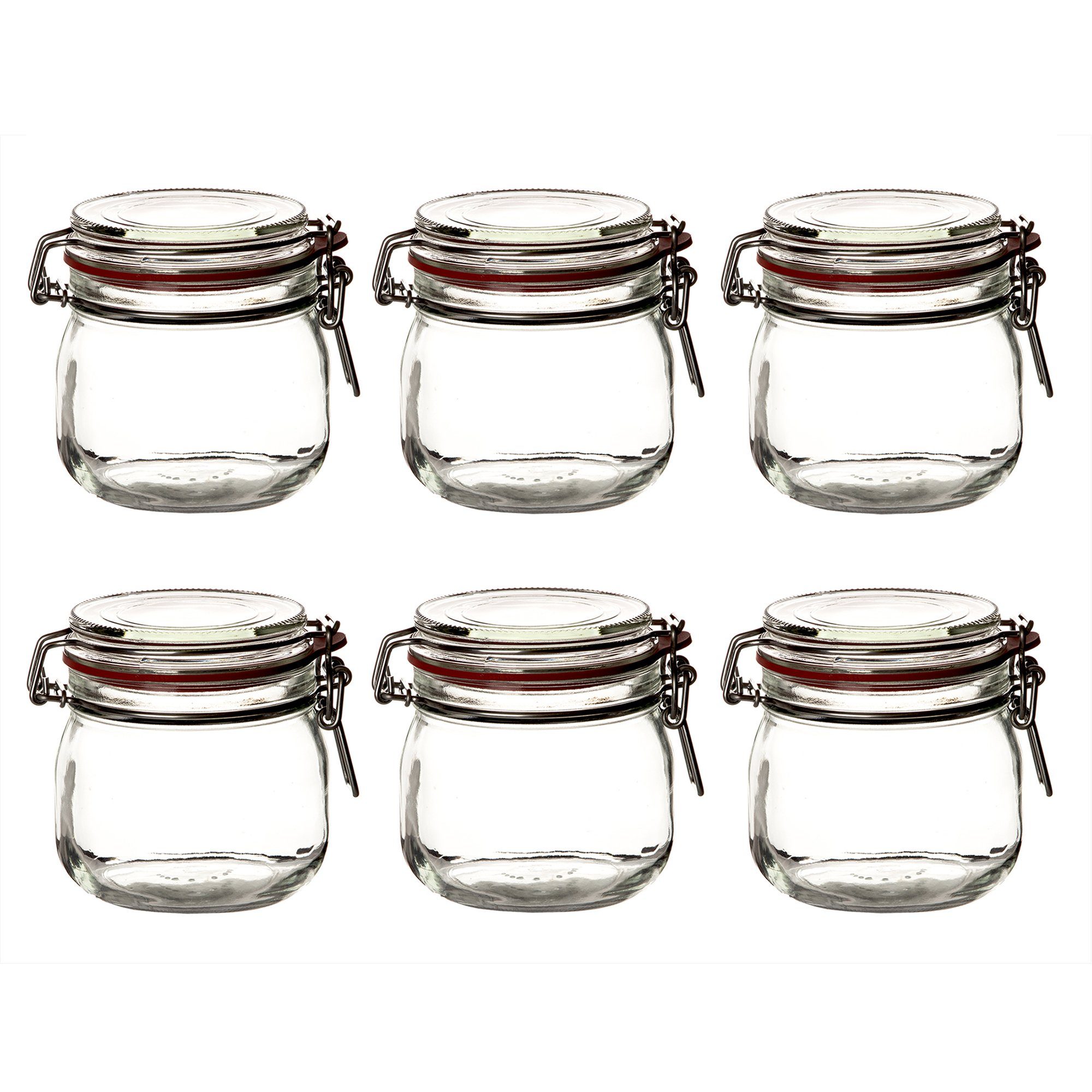 BigDean Einmachglas 6x Drahtbügelgläser 600ml Bügelverschluss Made in Germany Einweckgl, Glas, (Set, 6-tlg., Vorratsgläser), Einweck Glas, Bügelglas, Drahtbügelverschluss
