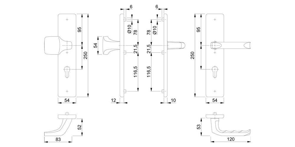 HOPPE Türbeschlag Schutzgarnitur London 61G/2221/2210/113 mm 37-47 Aluminium 72 mm F4