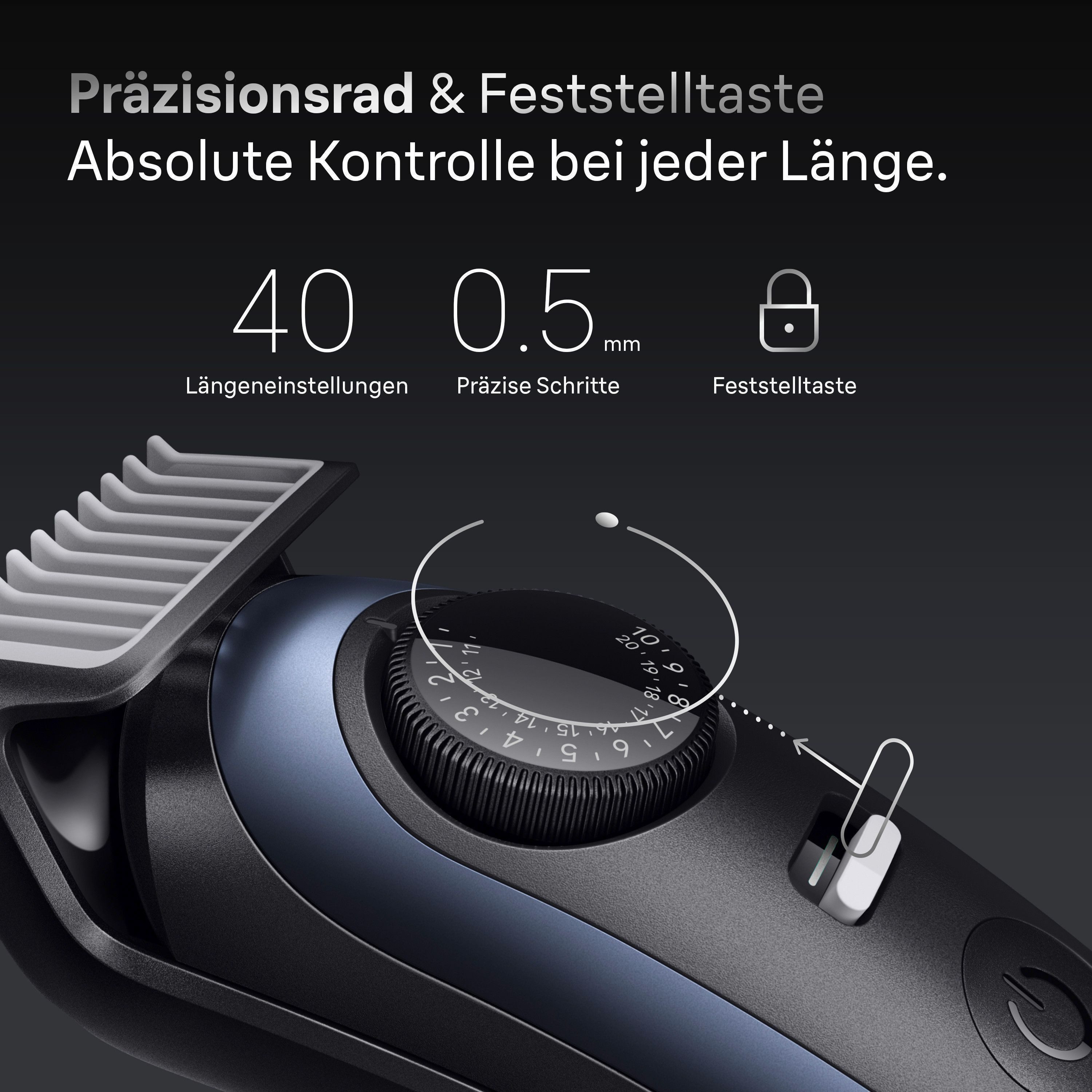 Braun Haarschneider Barttrimmer BT7520, bis zu 120 Min Akkulaufzeit, 40 Längeneinstellungen, wasserdicht