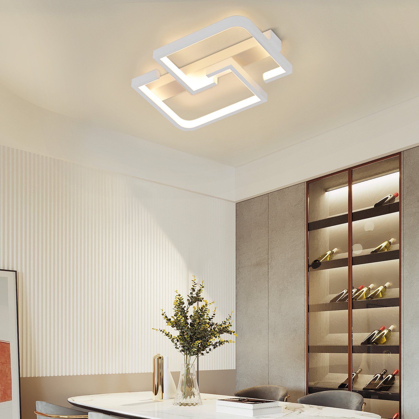ZMH LED Deckenleuchte Deckenlampe warmweiß, LED für Modern weiß, Flur, fest integriert, 30cm Lampenperlen, 3000k, Hochwertige Schlafzimmer