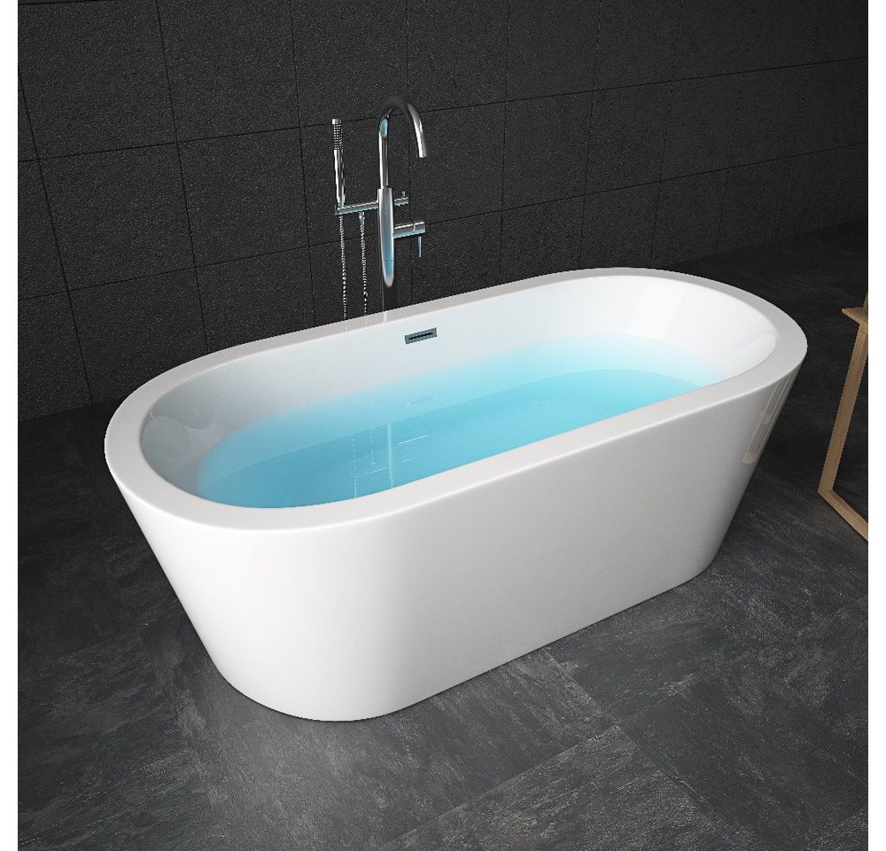 Thumbnail - TroniTechnik Badewanne Freistehende Badewanne PIPERI, 168 x 80 x 60cm (L x B x H), (vormontiert, aus hochwertigem Sanitä...
