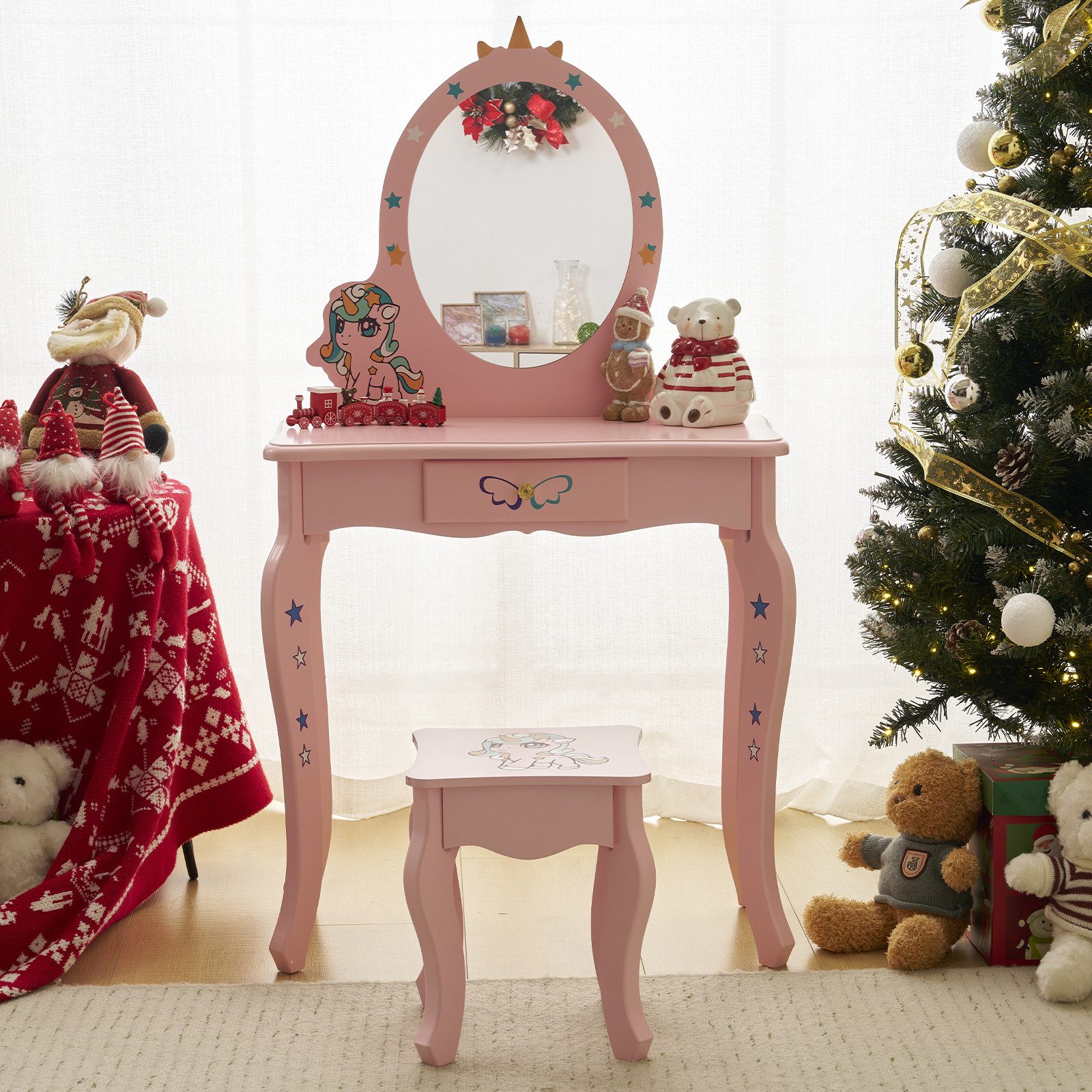 VINGLI Schminktisch Kinder Set mit Einhorn-Design, günstig online kaufen