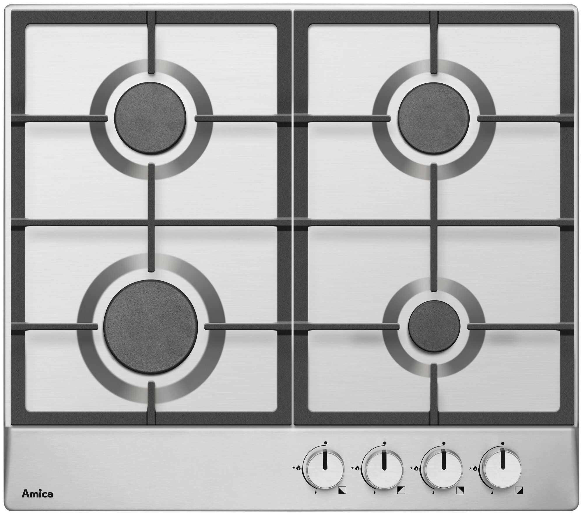 Amica Gas-Kochfeld KMG 734 000 E, Klassisches Kochen mit direkter Gasflamme und vertrauter Bedienung