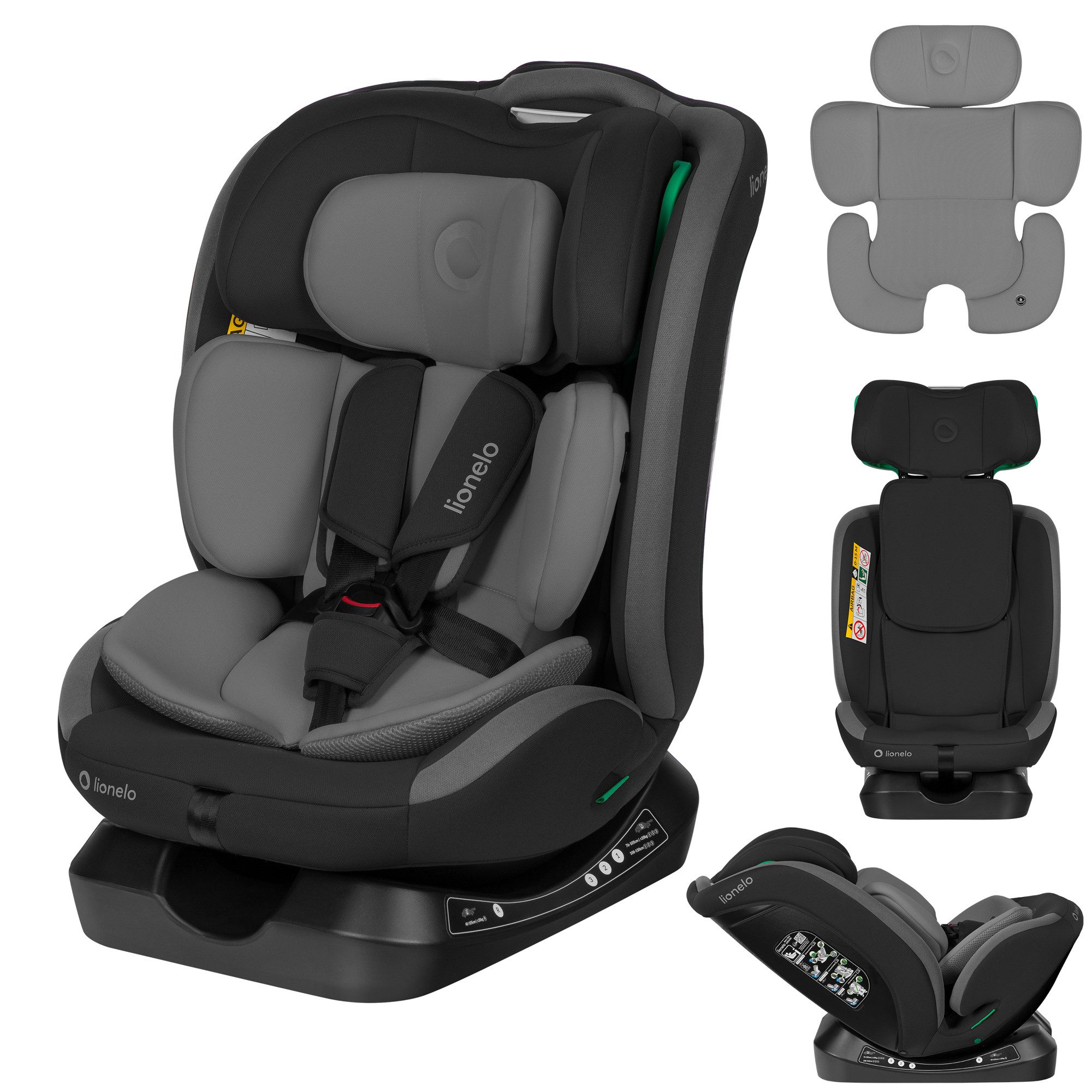 lionelo Autokindersitz AART I-SIZE, ab: ab Geburt, bis: 12 Jahre, ab: 40,00 cm, bis: 150,00 cm, (Autositz, Bedienungsanleitung, Verkleinerungseinsatz, Lendeneinsatz, Baby Card), i-SizeBreiter Anpassungsbereich Ein zusätzlicher Seitenschutz 4in1