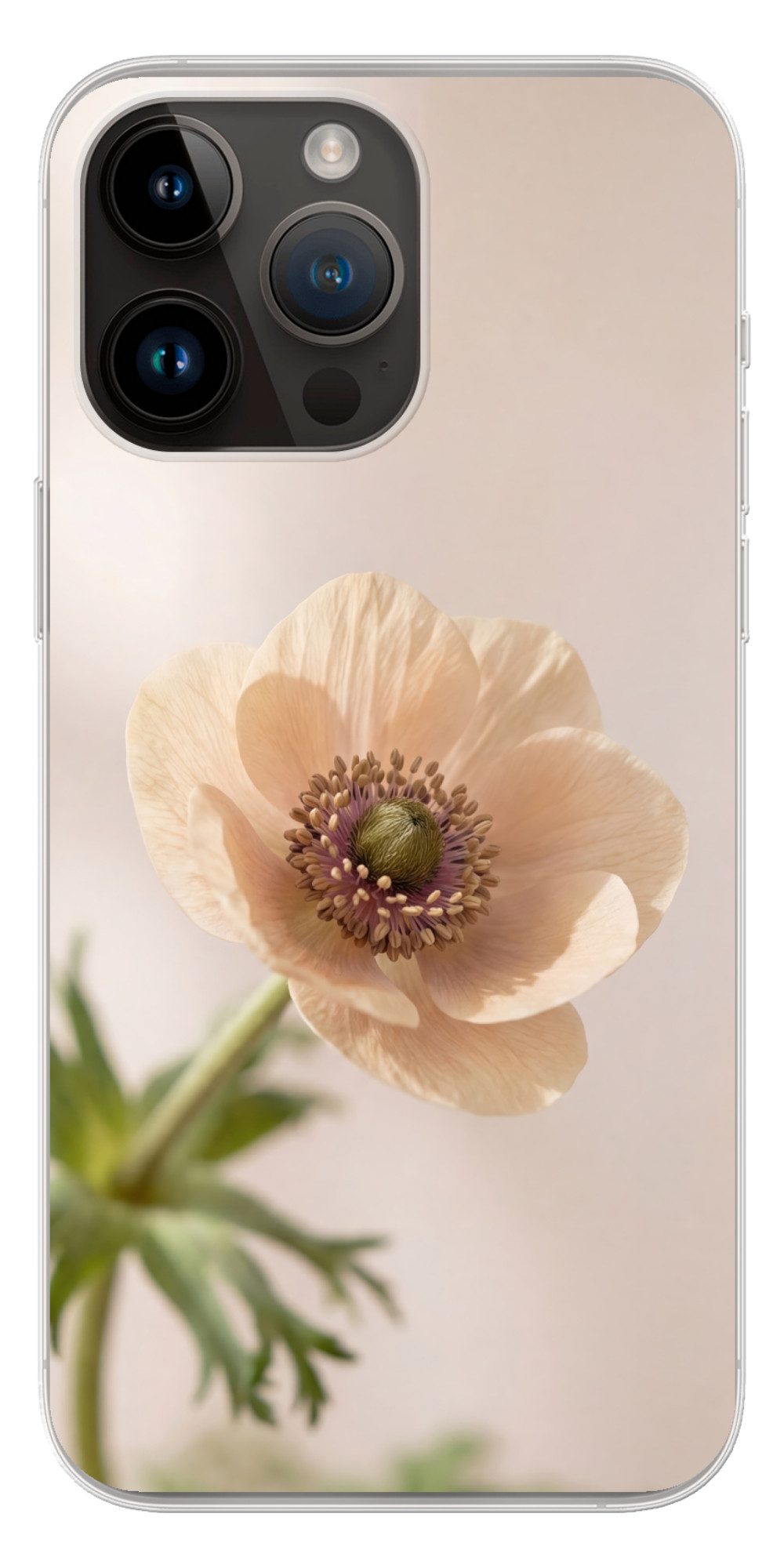 MuchoWow Handyhülle für Apple iPhone 14 Pro Max Blume - Minimalistisch - Grün, Smartphone-Bumper, Print, Handy Schutzhülle Dünn