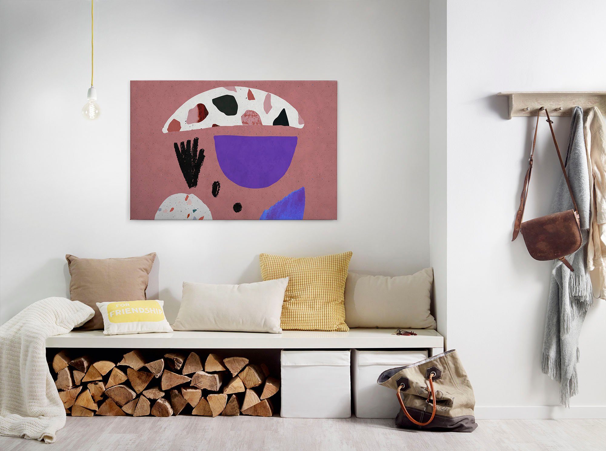 A.S. Création Leinwandbild terrazzo 5, Abstrakt, Kinder, Kunst (1 St), Keilrahmen Bild Abstrakt Bunt Rosa Leinwand-Bild Wohnzimmer modern