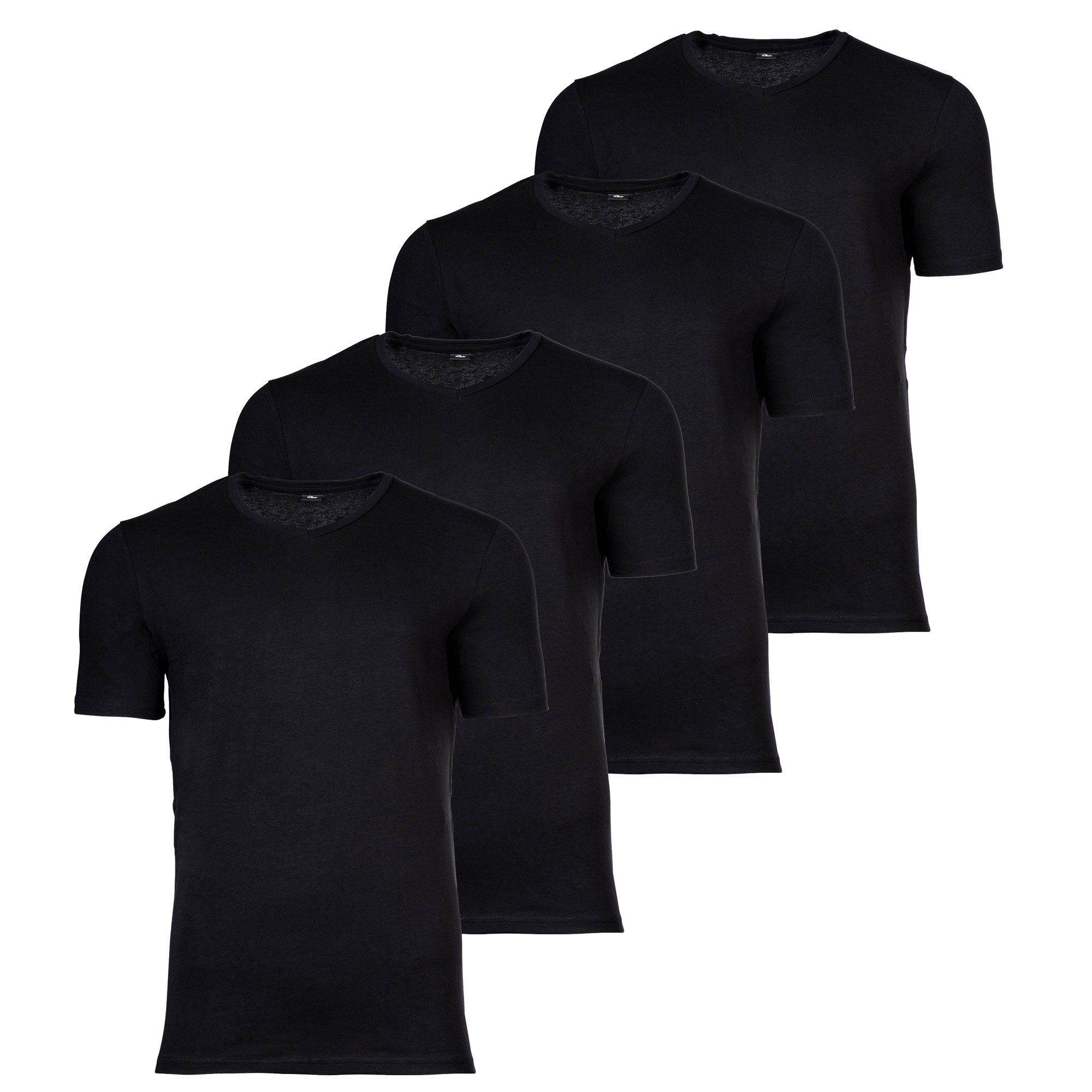 Herren - Schwarz Basic, Pack s.Oliver T-Shirt T-Shirt, 4er Rundhals