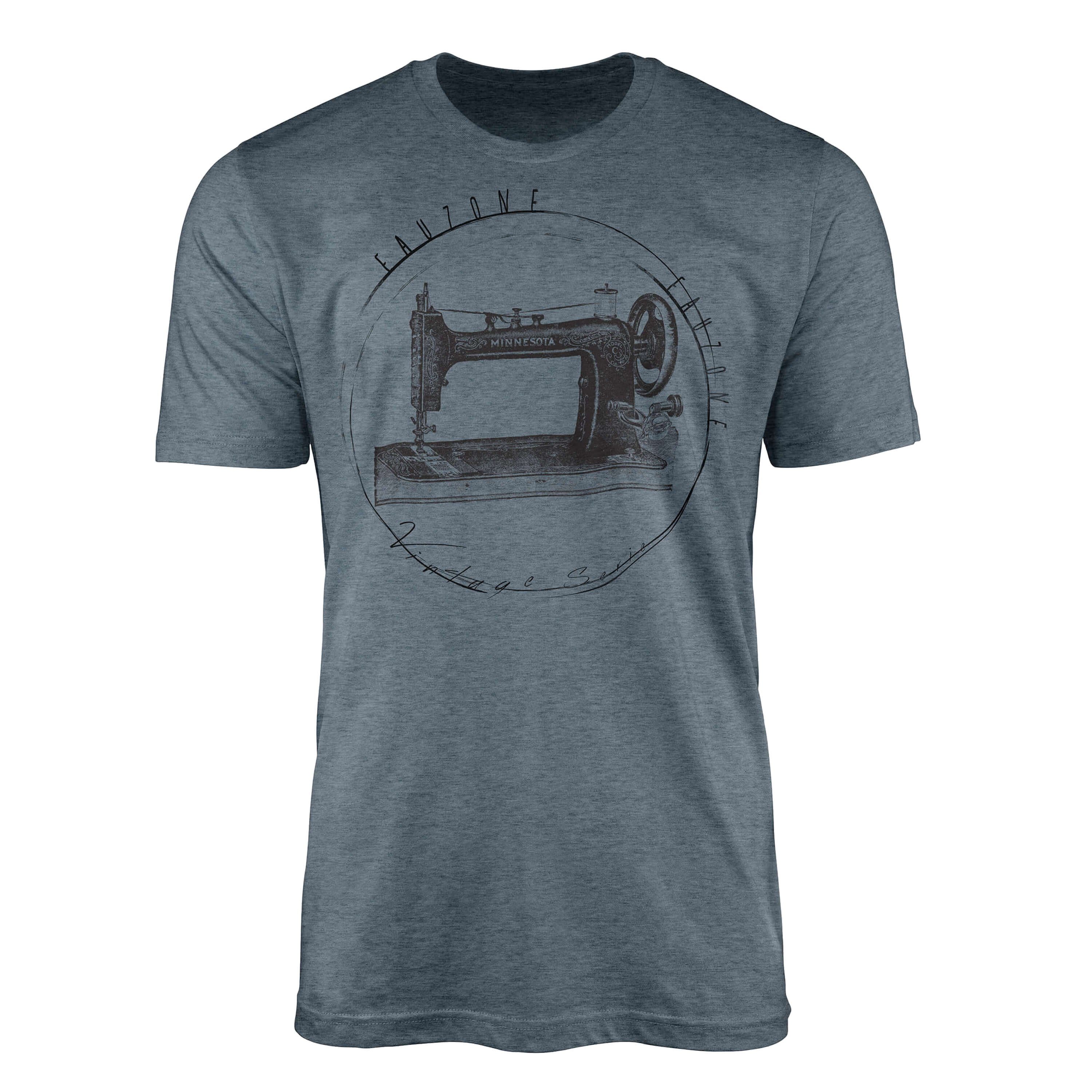 Sinus Art T-Shirt Vintage Herren T-Shirt Nähmaschine Indigo | T-Shirts