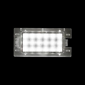 LLCTOOLS KFZ-Ersatzleuchte LED Kennzeichenbeleuchtung Auto, E-geprüft mit geringem Verbrauch, Plug and Play, 2 St., kaltweiß, 6000K, 18 SMD, für Opel Omega B Limousine - mit CAN-Bus System
